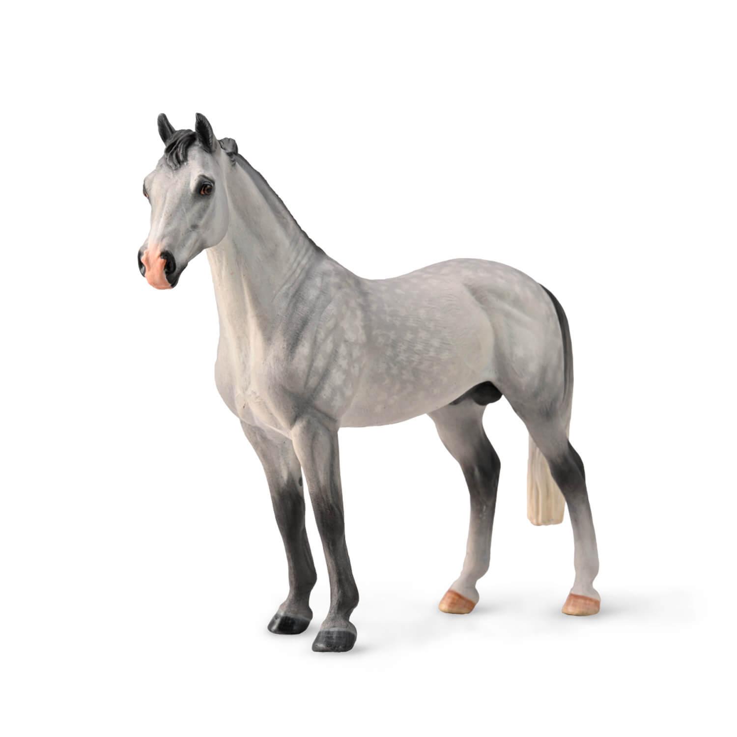 figurine chevaux (xl): ãtalon hanovrien gris pommelã©