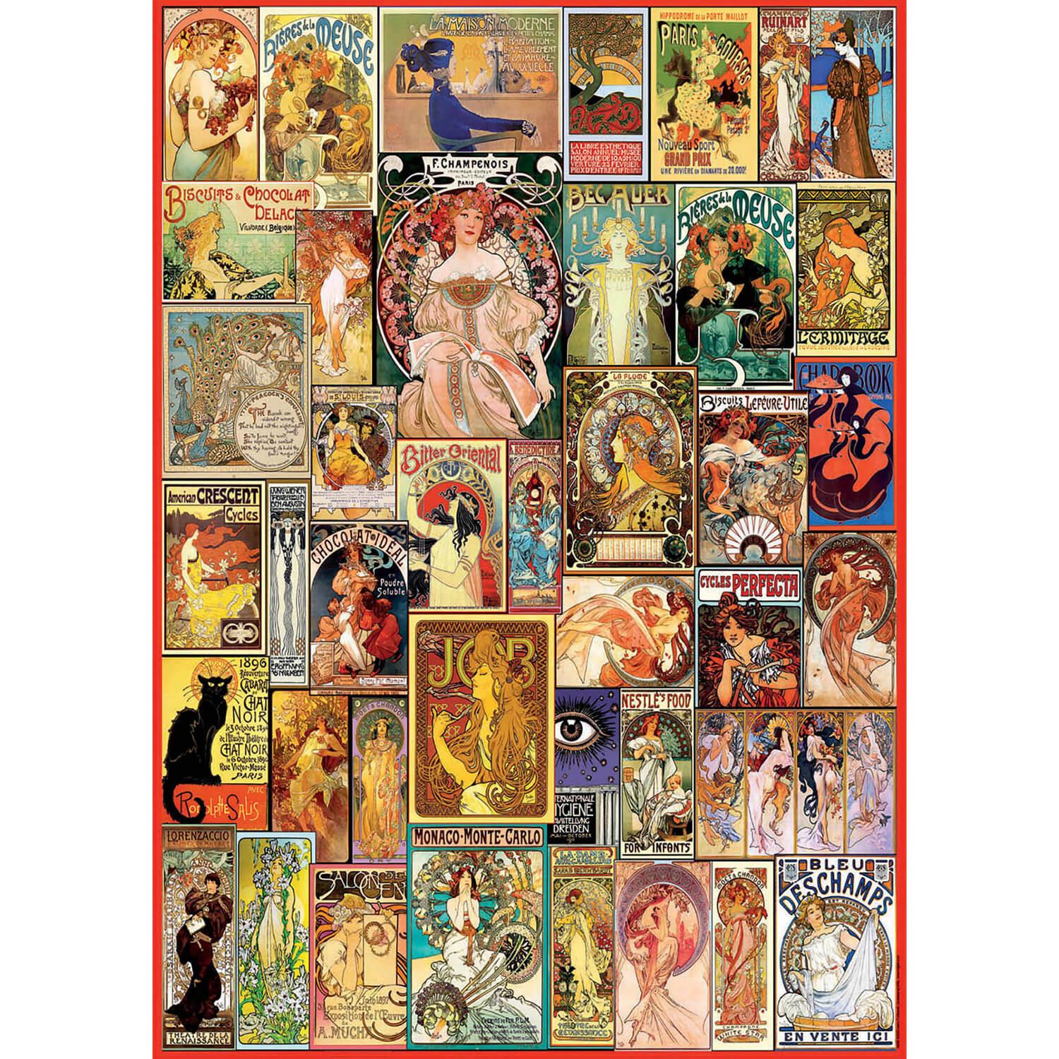 Puzzle 1000 pièces : Collage Art Nouveau