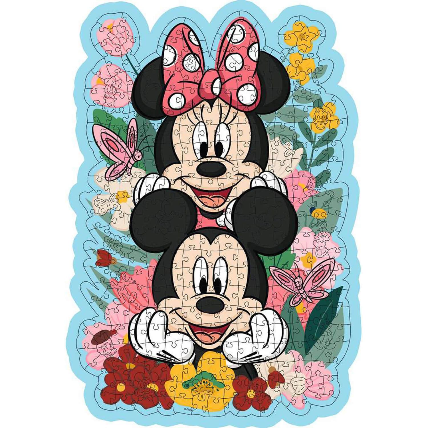 Puzzle forme 300 pièces en bois : Mickey et Minnie