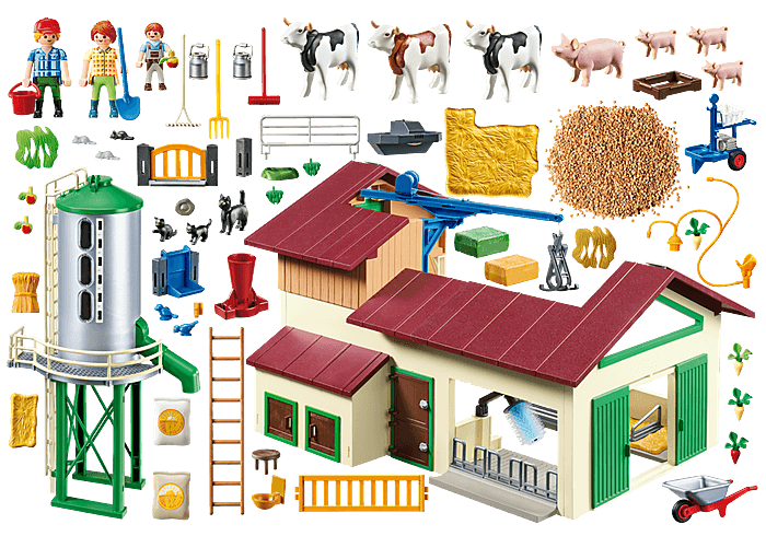 Playmobil 70132 Country : Grande ferme avec silo et animaux - Jeux
