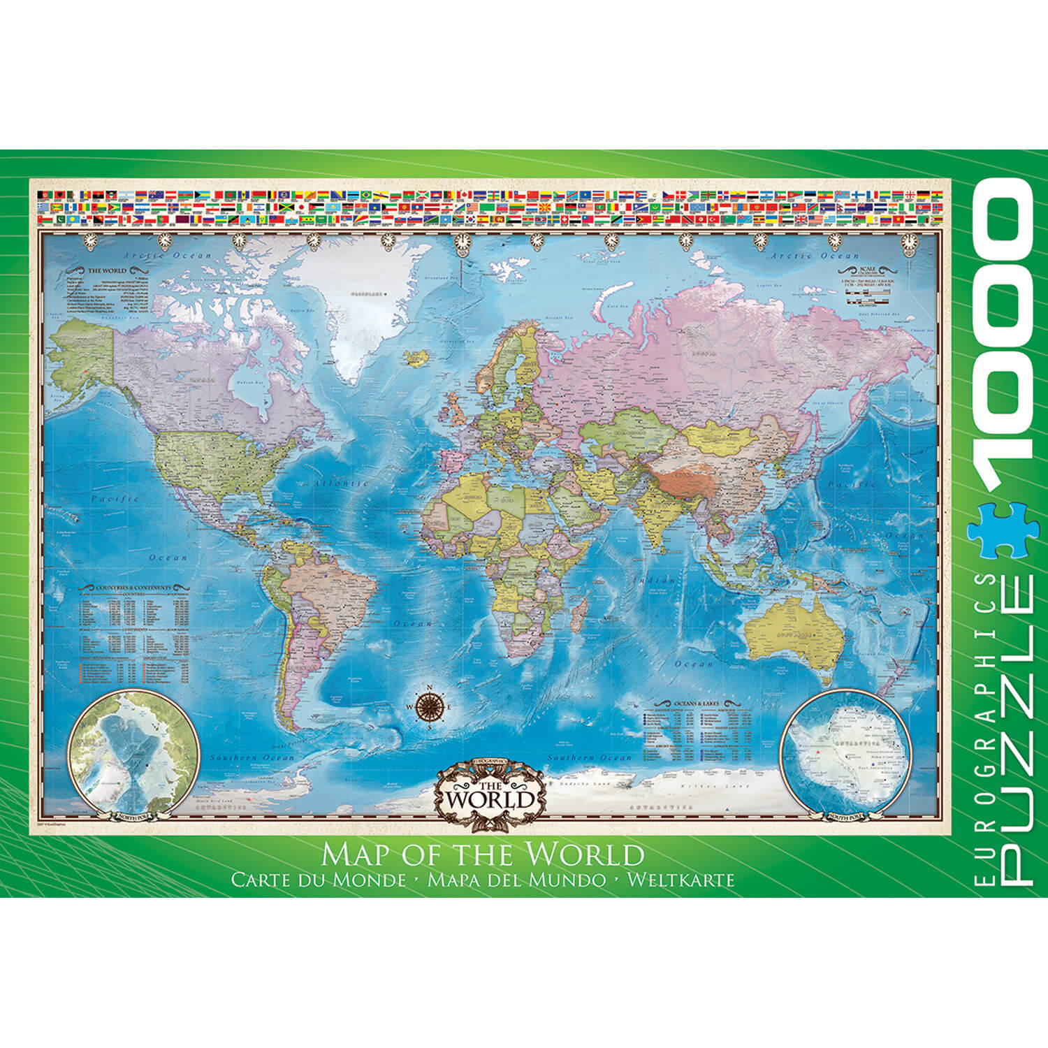 Puzzle 1000 pièces : Carte du monde - Eurographics - Rue des Puzzles