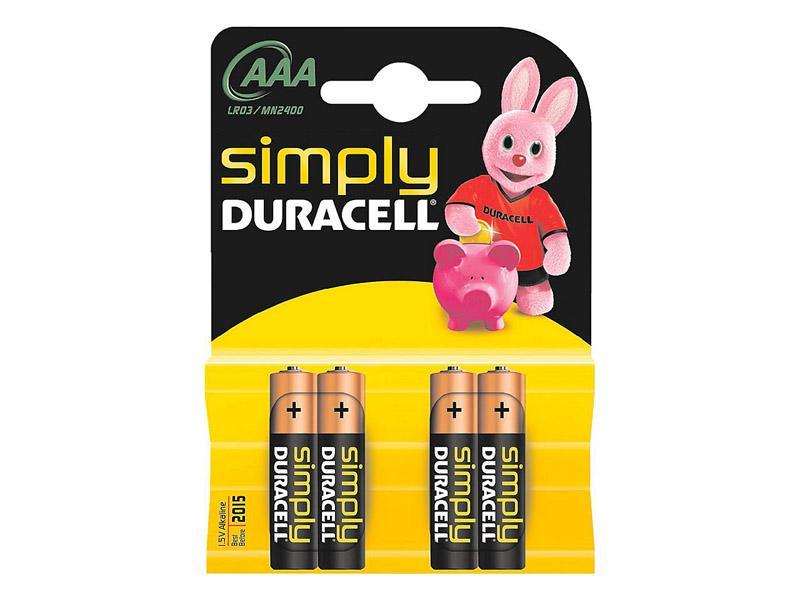 Pack de 4 piles Duracell Simply MN2400/LR03 Micro AAA