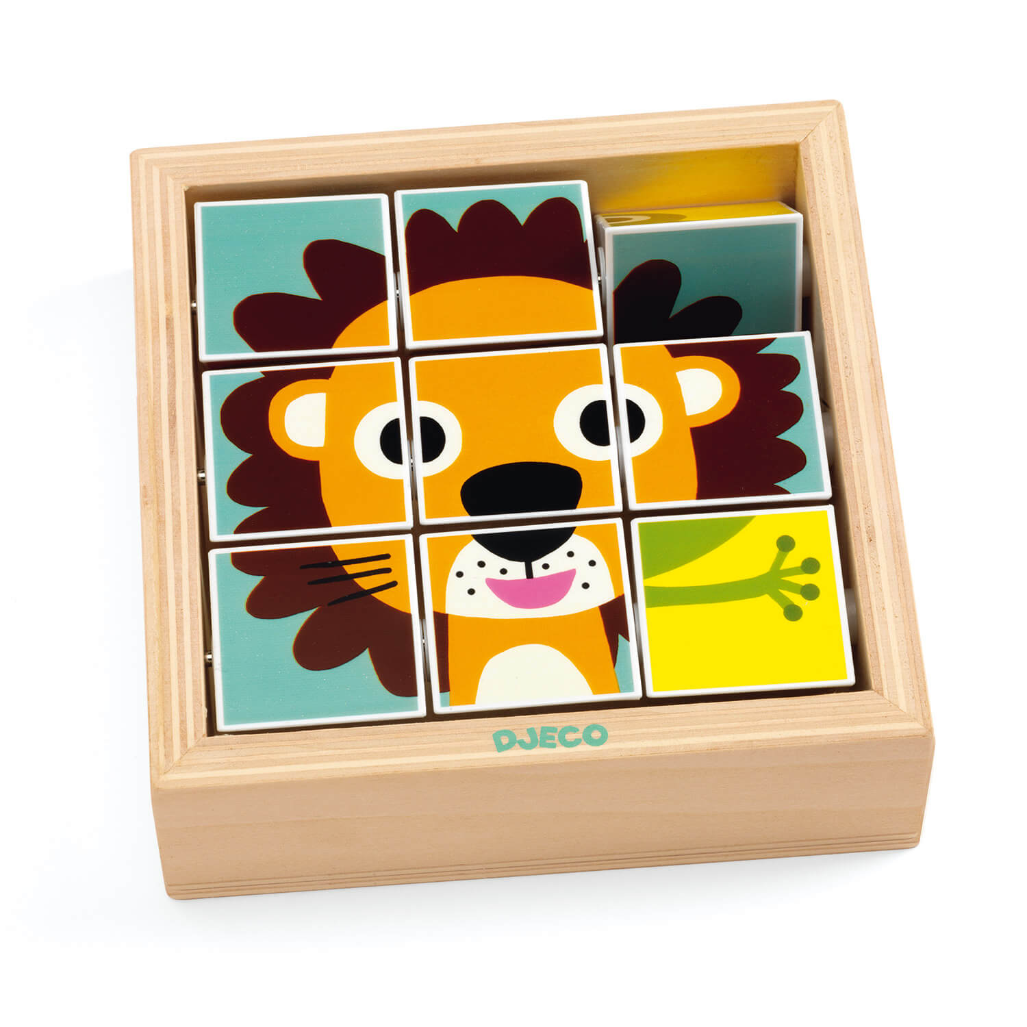 Cube Puzzle Ferme Animaux; 9 pièces en bois 