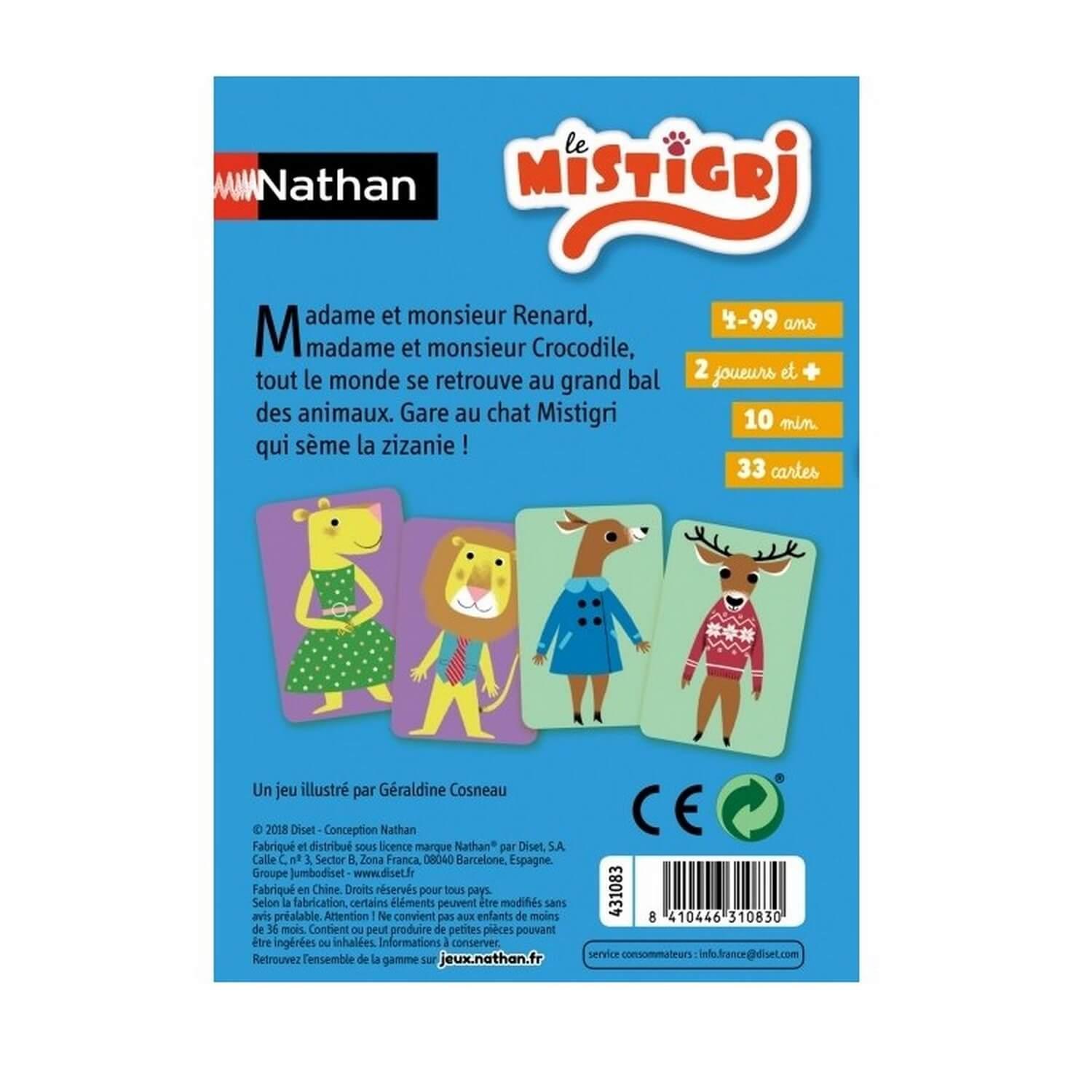 Nathan - Mistigri - Jeu de cartes pour enfant dès 4 ans - Jeu de paires  pour 2 joueurs : : Jeux et Jouets
