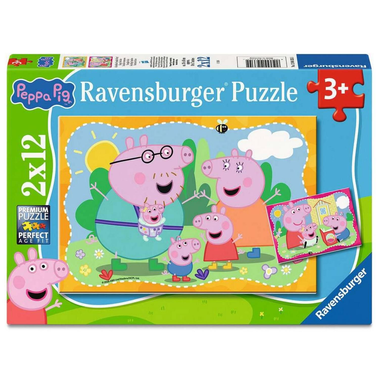 Puzzles 2x12 pièces : Familles heureuses Peppa pig Ravensburger France