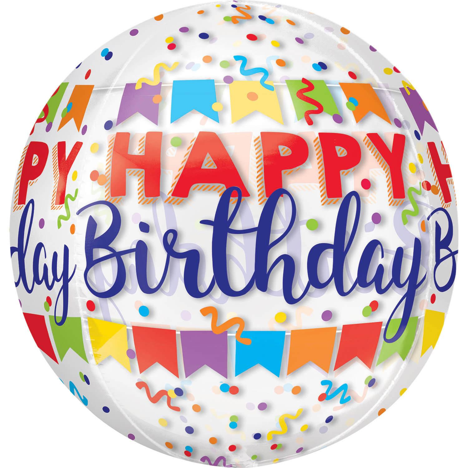 Ballon Aluminum rond : Happy Birthday : 38 x 40 cm