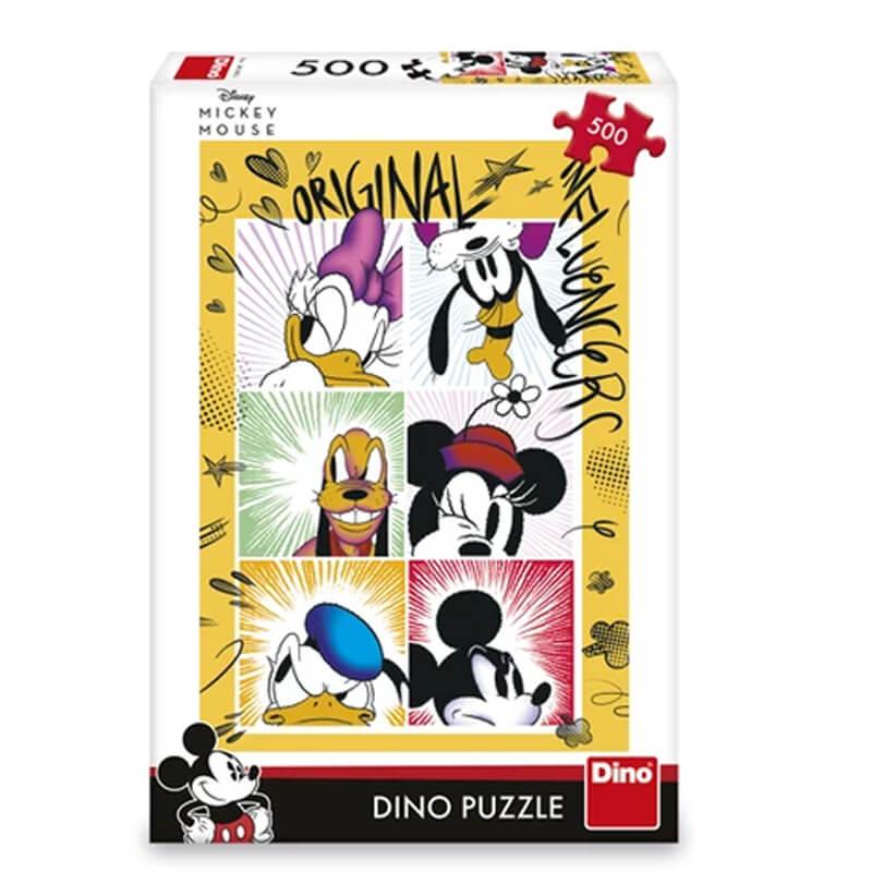 DINO Puzzle 500 pièces : La bande de Mickey, Disney pas cher 