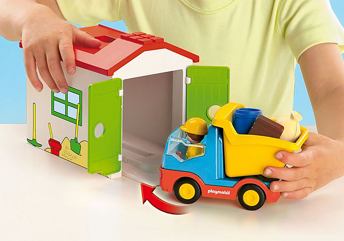 Playmobil 70184 1.2.3 : Ouvrier avec camion et garage - Jeux et jouets  Playmobil - Avenue des Jeux