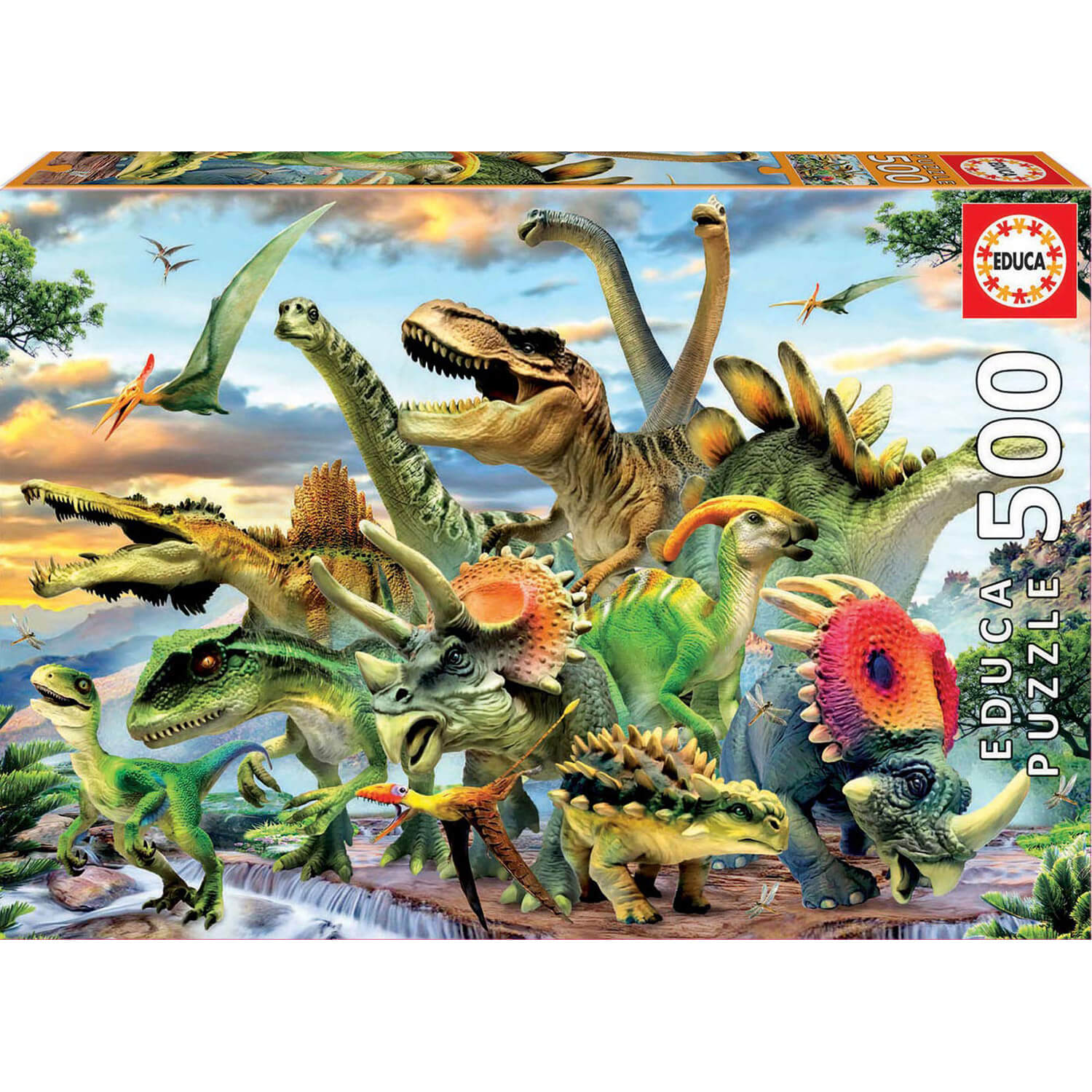 Puzzle panoramique Janod Dinosaures - 100 pièces : Jeux et jouets