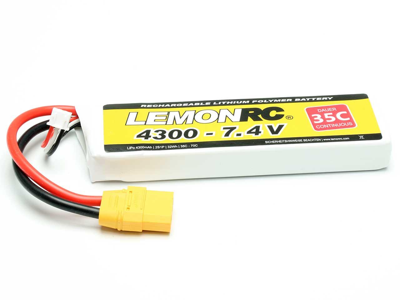 Accu Lipo LemonRC 2S 4300mAh 7.4V (35C) XT30