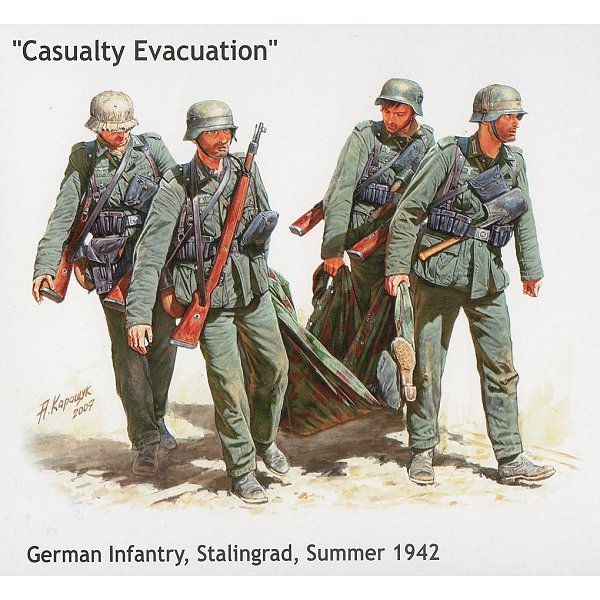 figurines 2ã¨me guerre mondiale : infanterie allemandeâ : evacuation d'un blessã© : stalingrad automne
