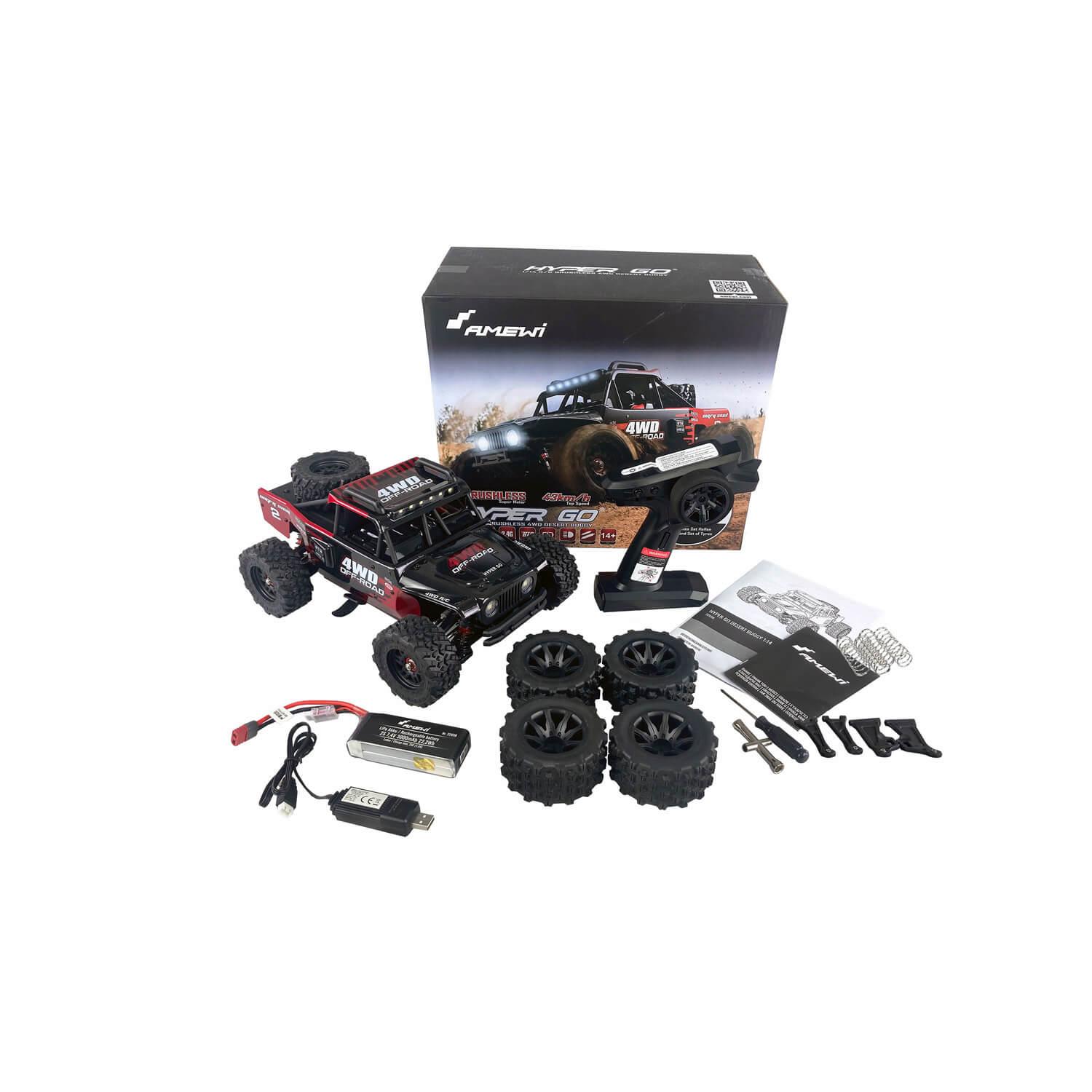 Buggy RTR Hyper GO Desert brushless 4WD - noir/rouge - Jeux et jouets Amewi  - Miniplanes