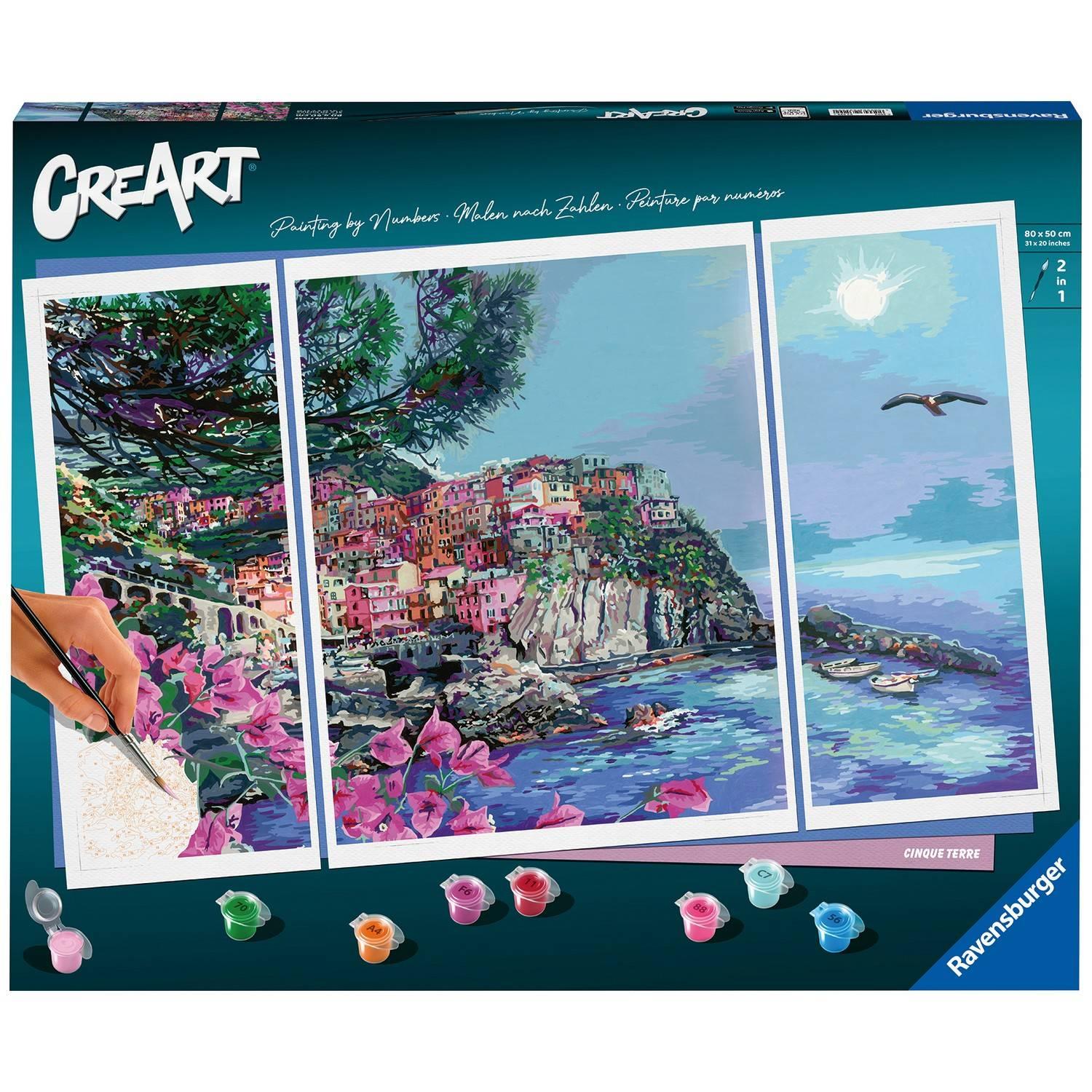 CreArt 80x50 cm Triptyque 5 terres Série Numéro d'art Tryptique 00023529 Des
