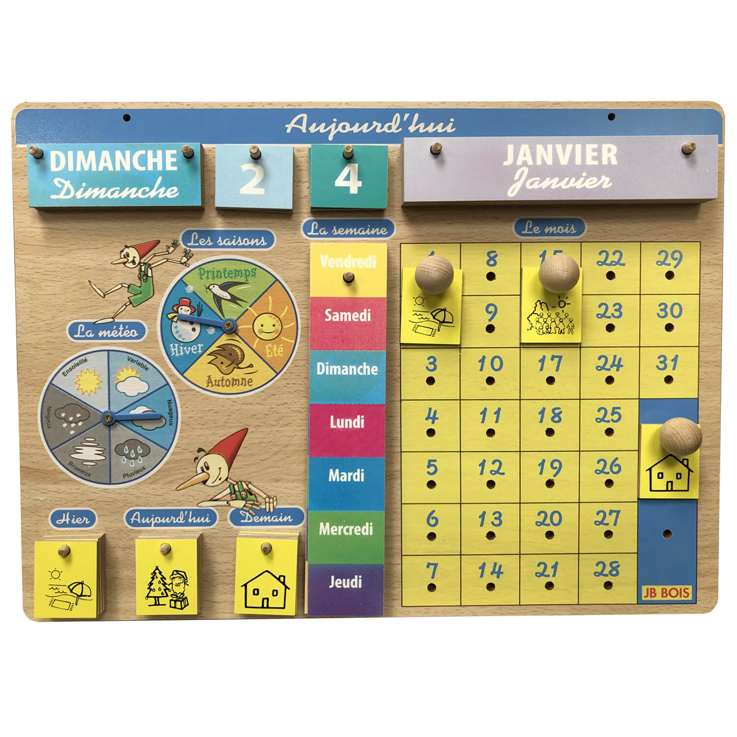 Calendrier en bois FSC® - multicolore