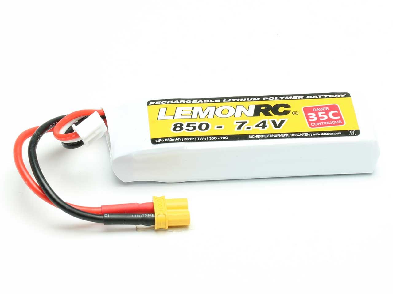 Accu Lipo LemonRC 2S 850mAh 7.4V (35C) XT30