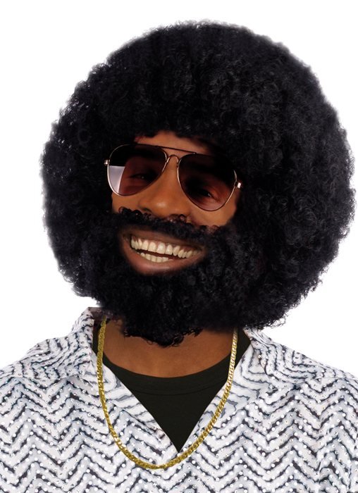 Perruque afro et moustache des années 70