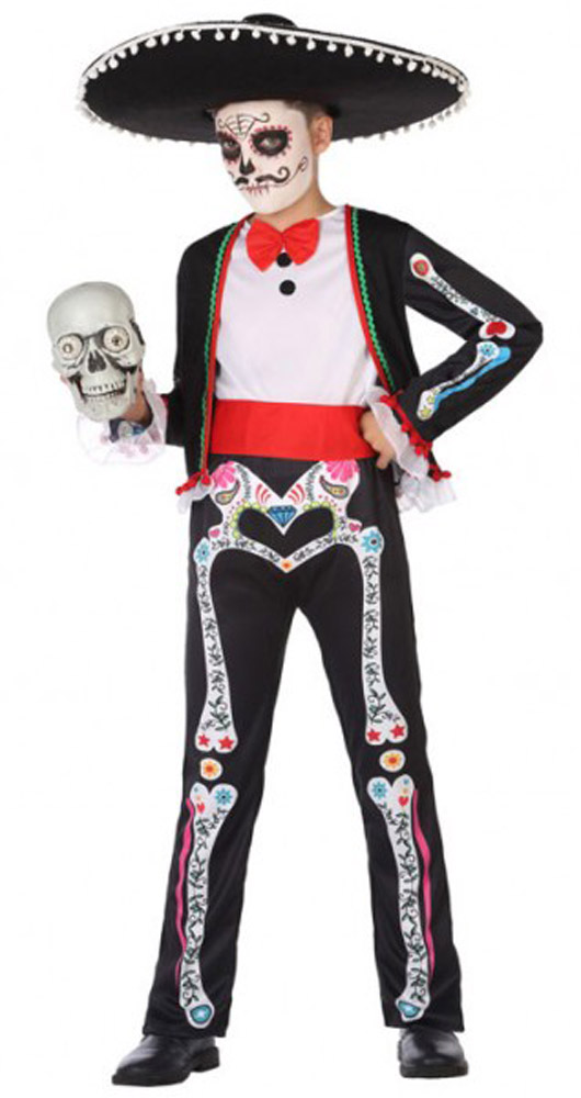 Enfants Habillés En Costumes Noirs Et Masques D'halloween Effrayants. Fille  Dans Un Masque Kalaka Calavera Mexicain. Un Garçon Por Image stock - Image  du squelette, sinistre: 230945981