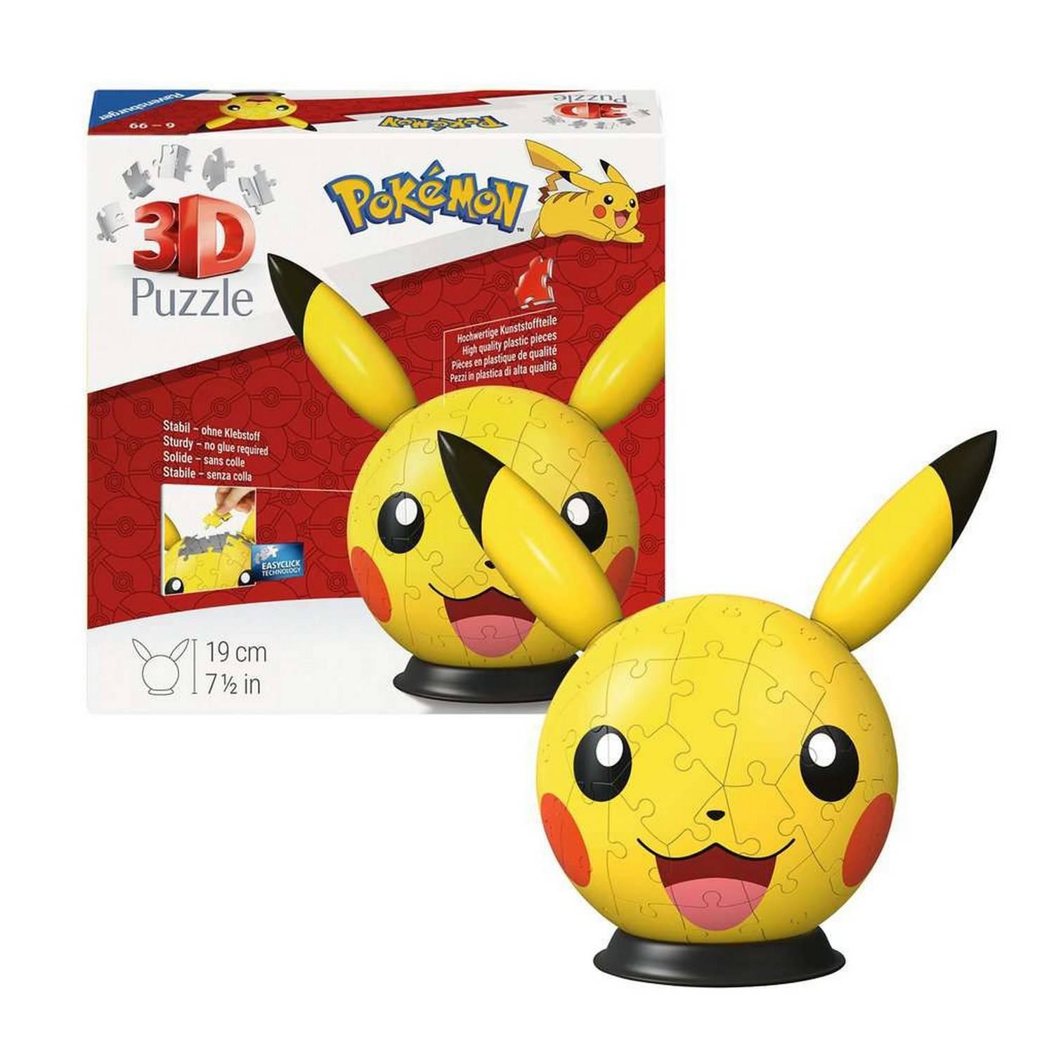 Ravensburger Puzzle 3D Ball Pikachu Pokémon Dès 72 pièces numérotées à assembler sans colle Diamètre : 13 cm 12008076 - vue 3