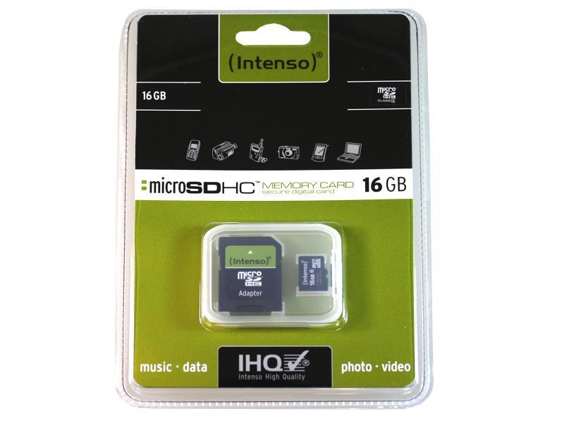 MicroSDHC 16GB Intenso + Adaptateur CL4