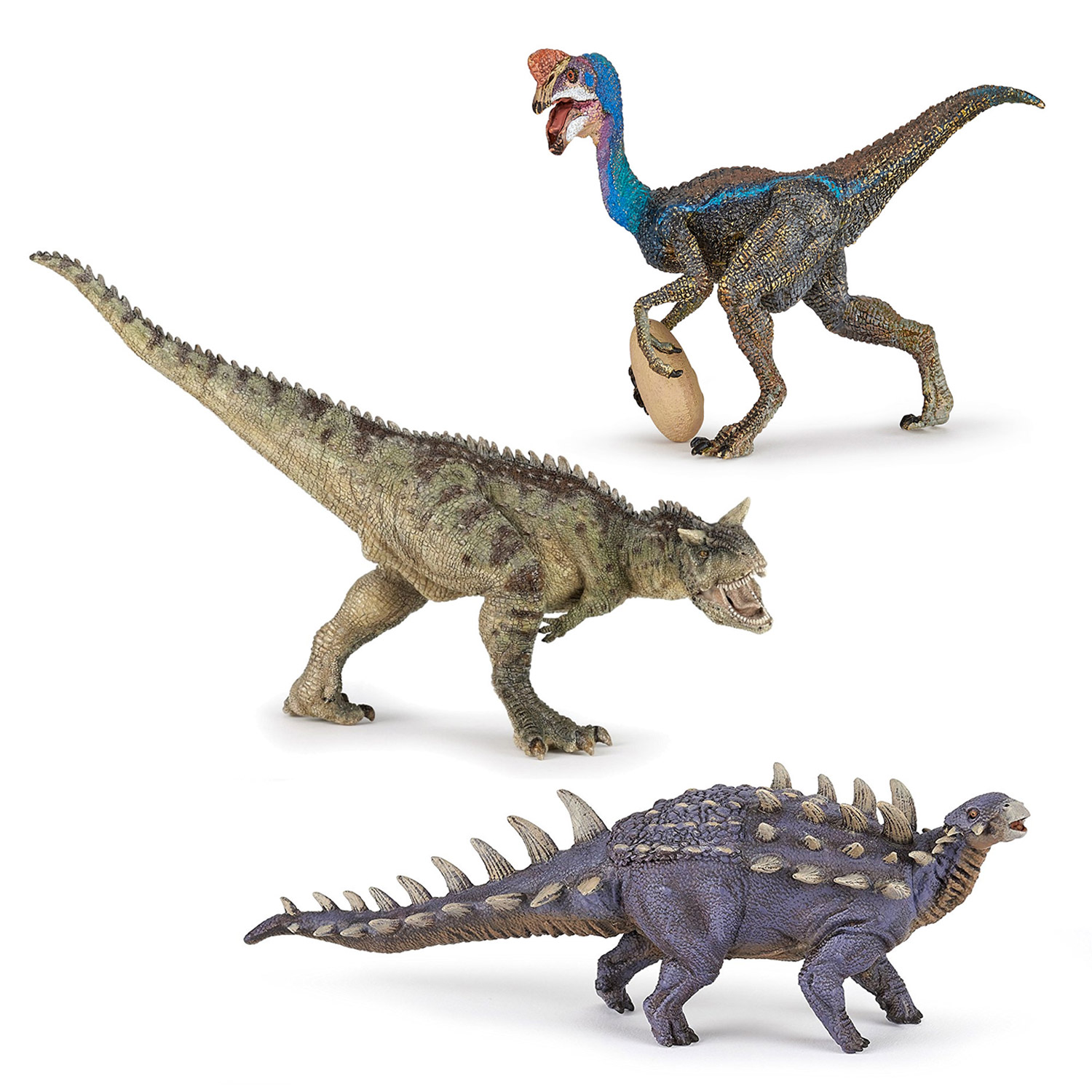 Kit Dinosaures Papo : Carnosaure, Oviraptor et Polacanthus