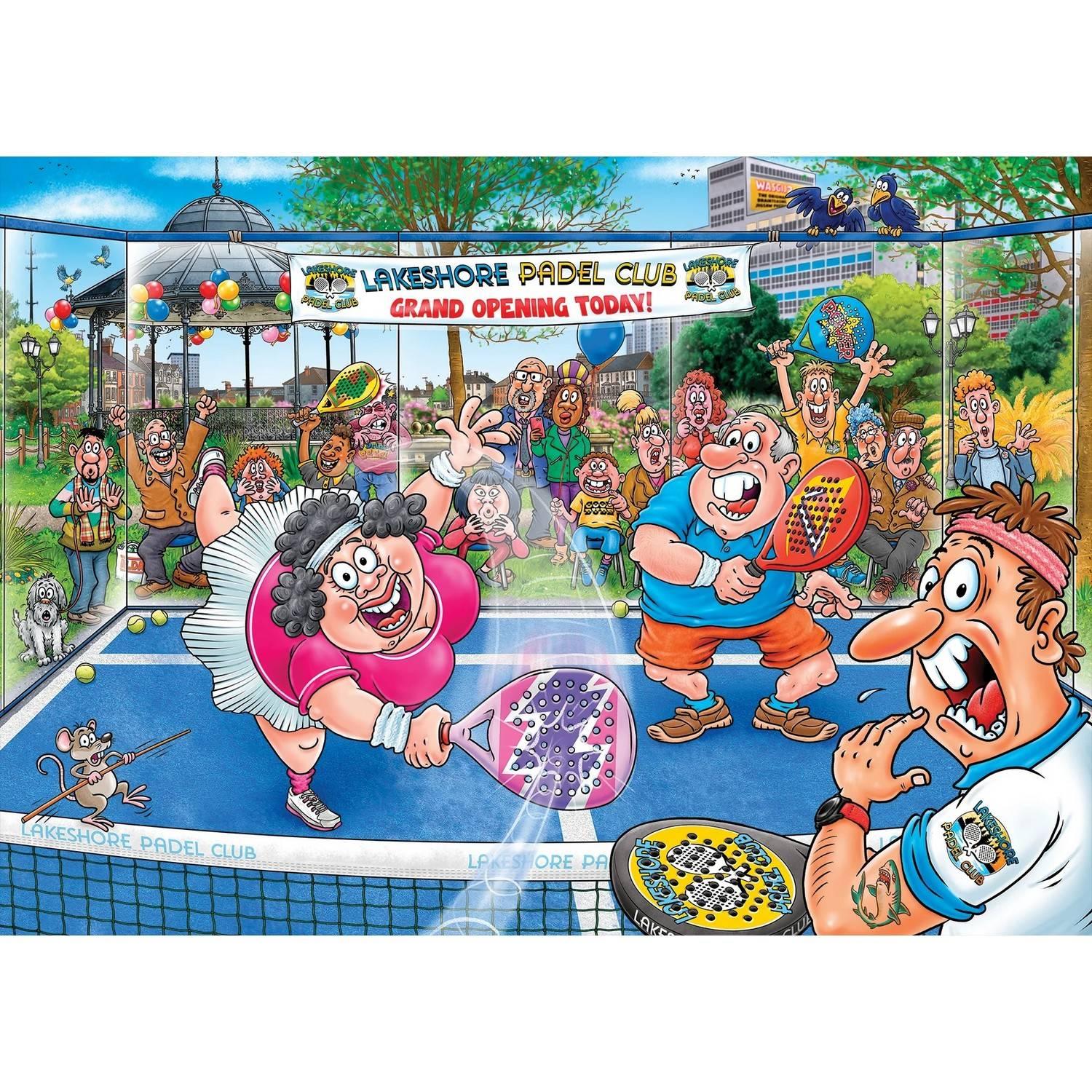 Puzzle 1000 pièces : Wasgij Original 49 - Panique au padel ! Puzzle 1000 pièces : Wasgij Original 49 - Panique au padel !