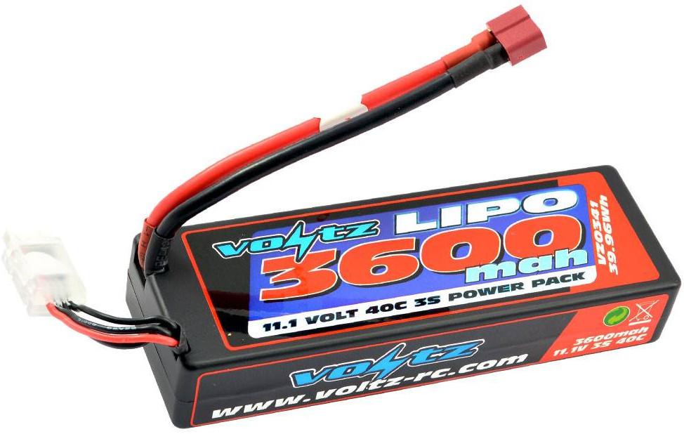 Voltz 3600Mah Hard Case 11.1V 40C Lipo Stick-Low Pro 3S Size