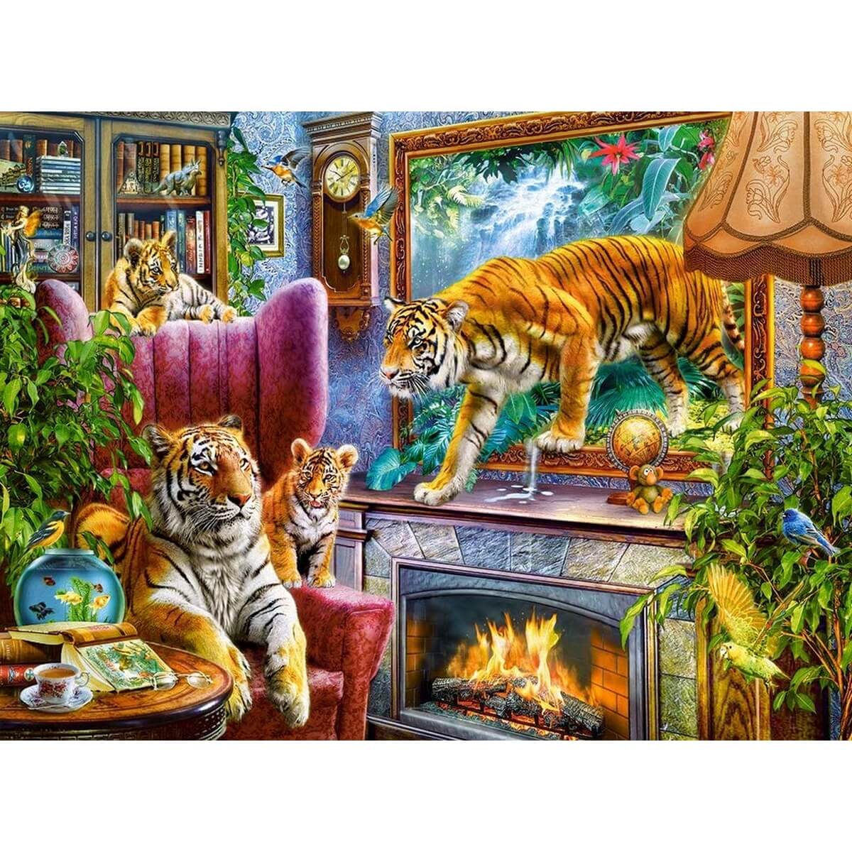 Puzzle 3000 pieces Les tigres dans la maison 92x68cm de marque Castorland 