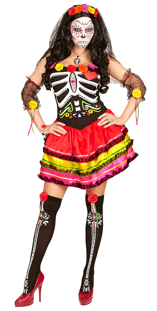 Costume - Robe Courte et Accessoires - Dia De Los Muertos