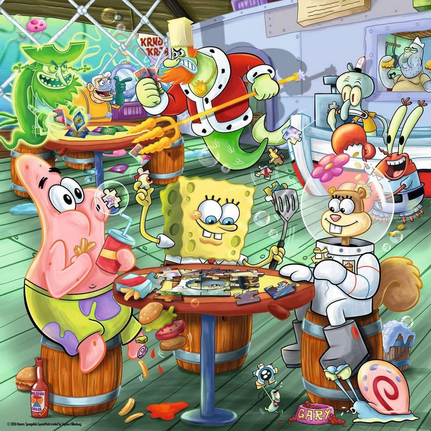 Puzzle carré 500 pièces : Soirée jeux au Crabe Croustillant Bob 'éponge Ravensburger France