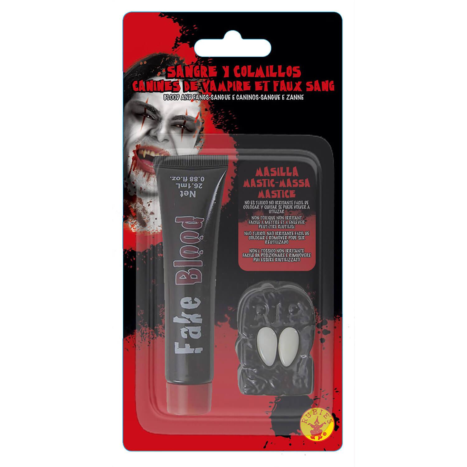 Kit Accessoires Vampire Femme - 19 Pièces (Faux Sang, Crocs, Bijoux, Maquillage) Pour Halloween