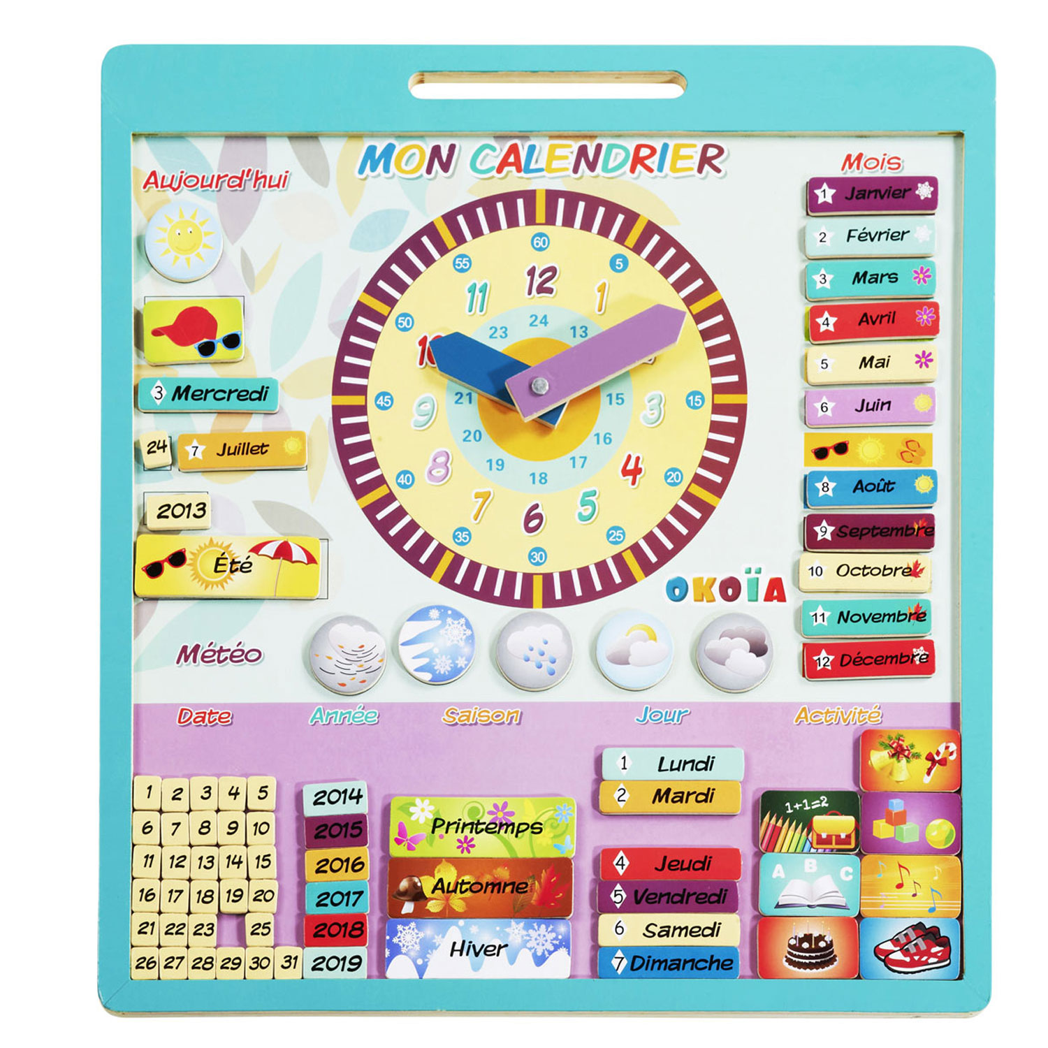 Horloge calendrier Goula. Un jeu éducatif en bois pour enfant