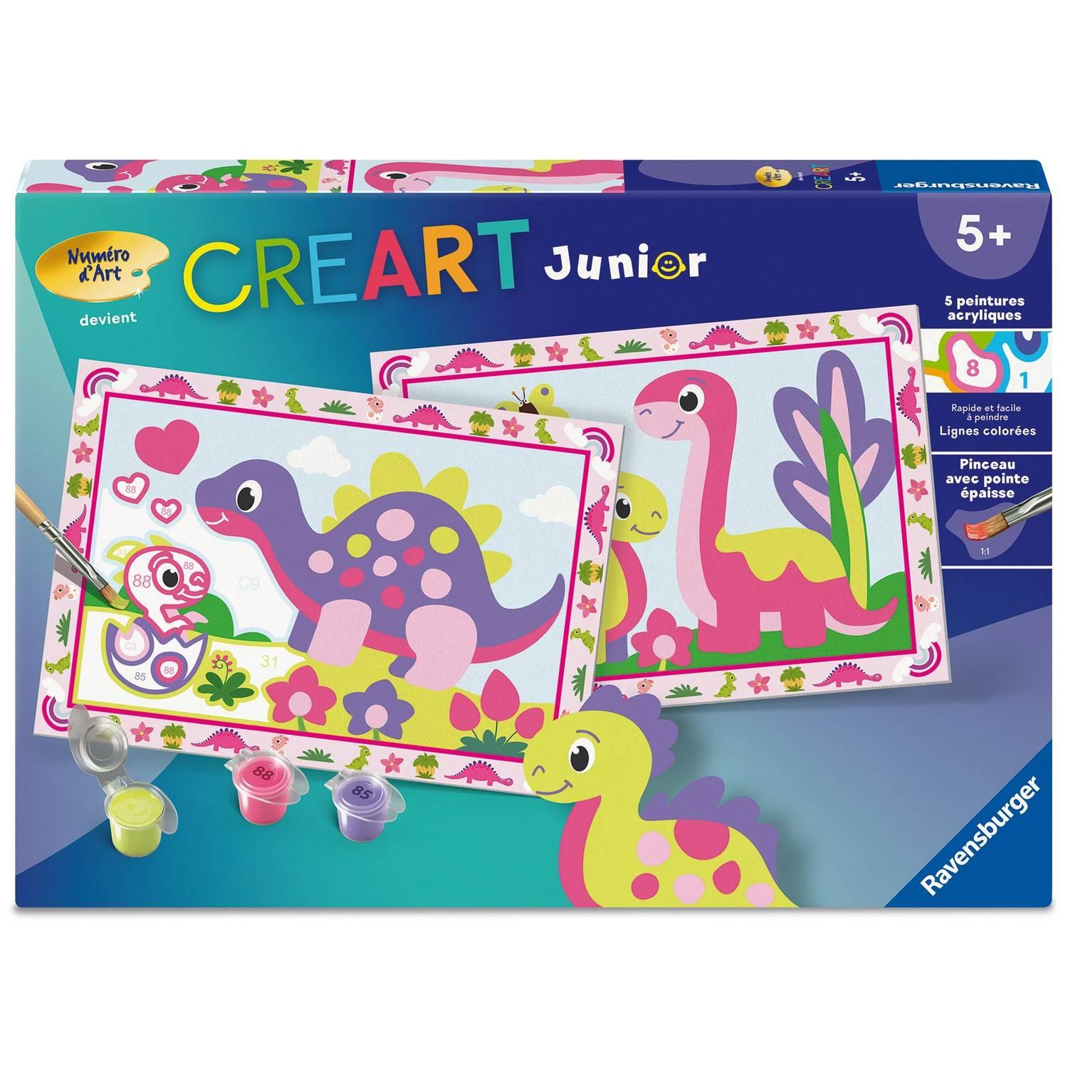 CreArt Junior Ravensburger 12023213 – Kit de Peinture par Numéros Dinosaures Colorés - vue 2