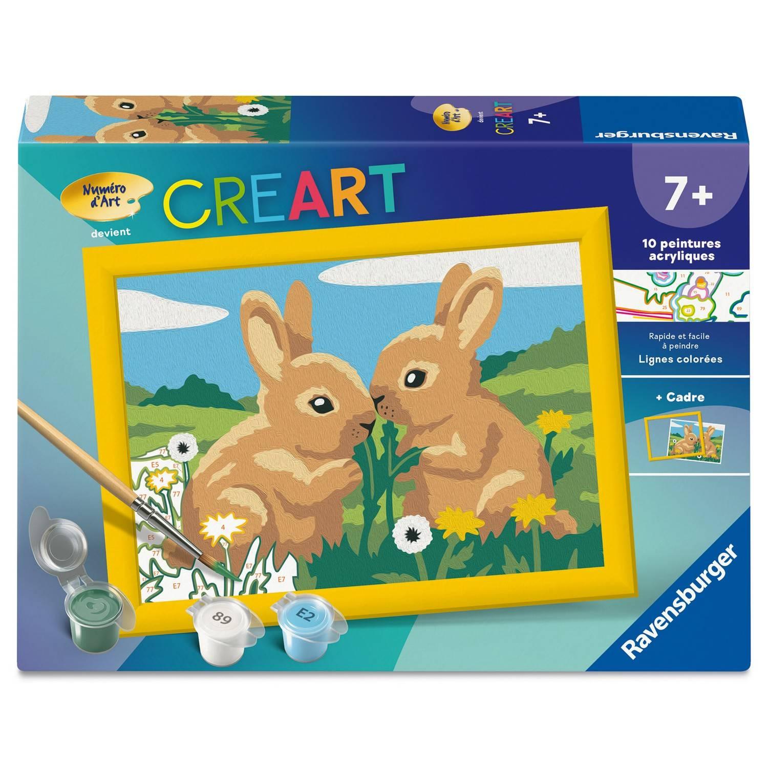 Ravensburger – CreArt Kids 13x18cm – Numéro dArt – Lapins mignons – Kit de peinture par numéros – Dès – 12023216 - vue 2