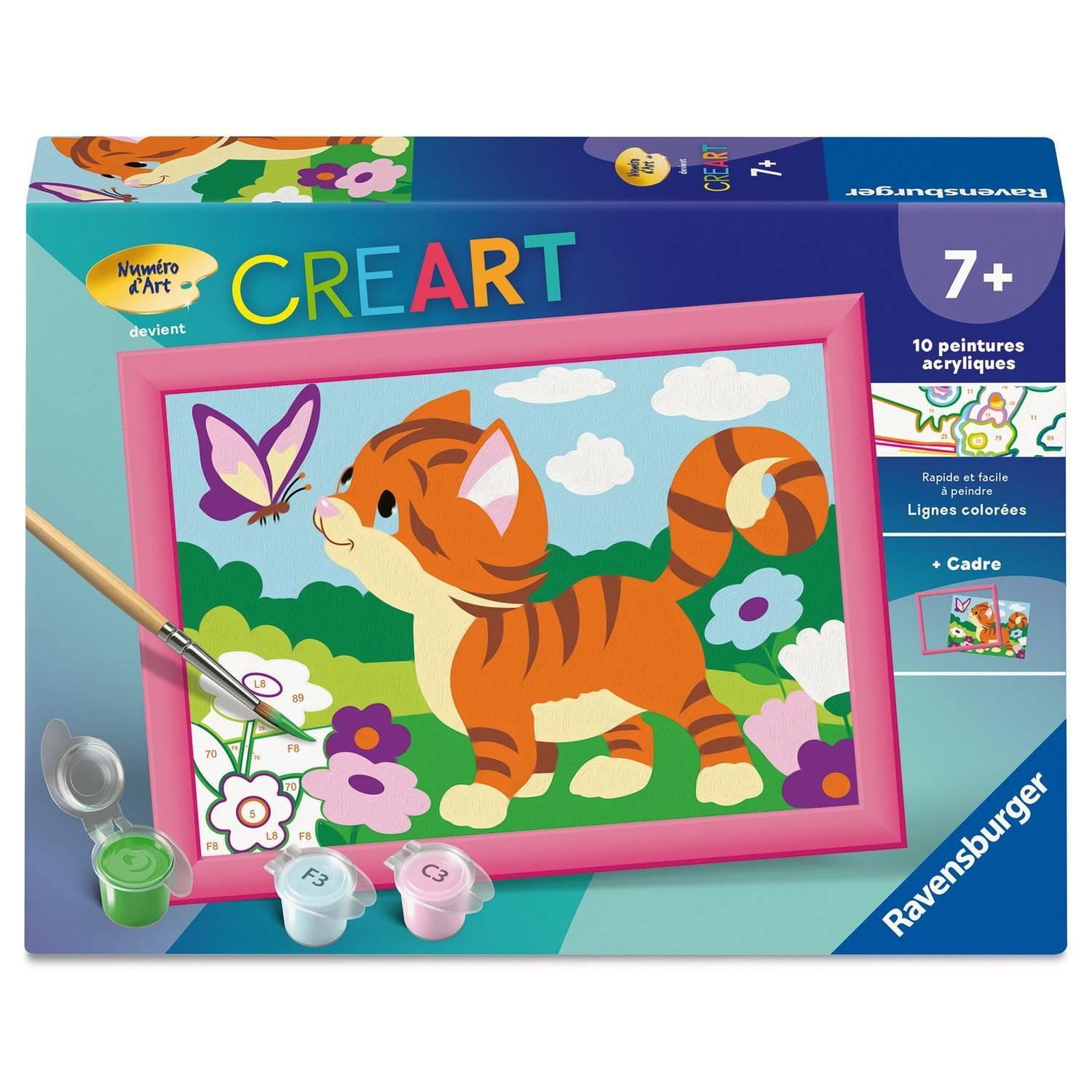 Ravensburger – CreArt Kids 13x18cm – Numéro dArt – Chat avec papillons – Kit de peinture par numéros – Dès – 12023219 - vue 2