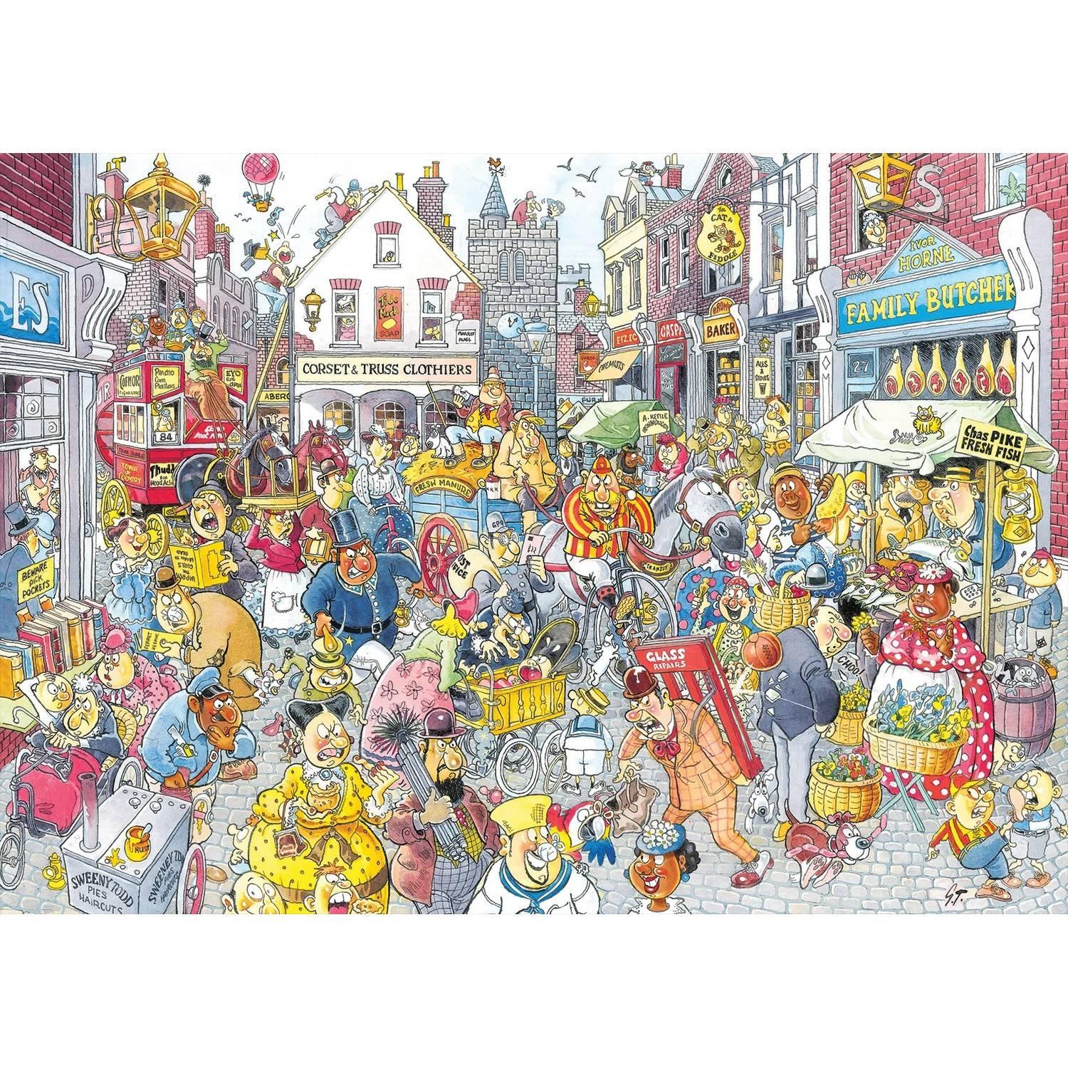 Puzzle 1000 piÃ¨ces : Wasgij Destiny 10 - Chaos dans la rue commerÃ§ante !