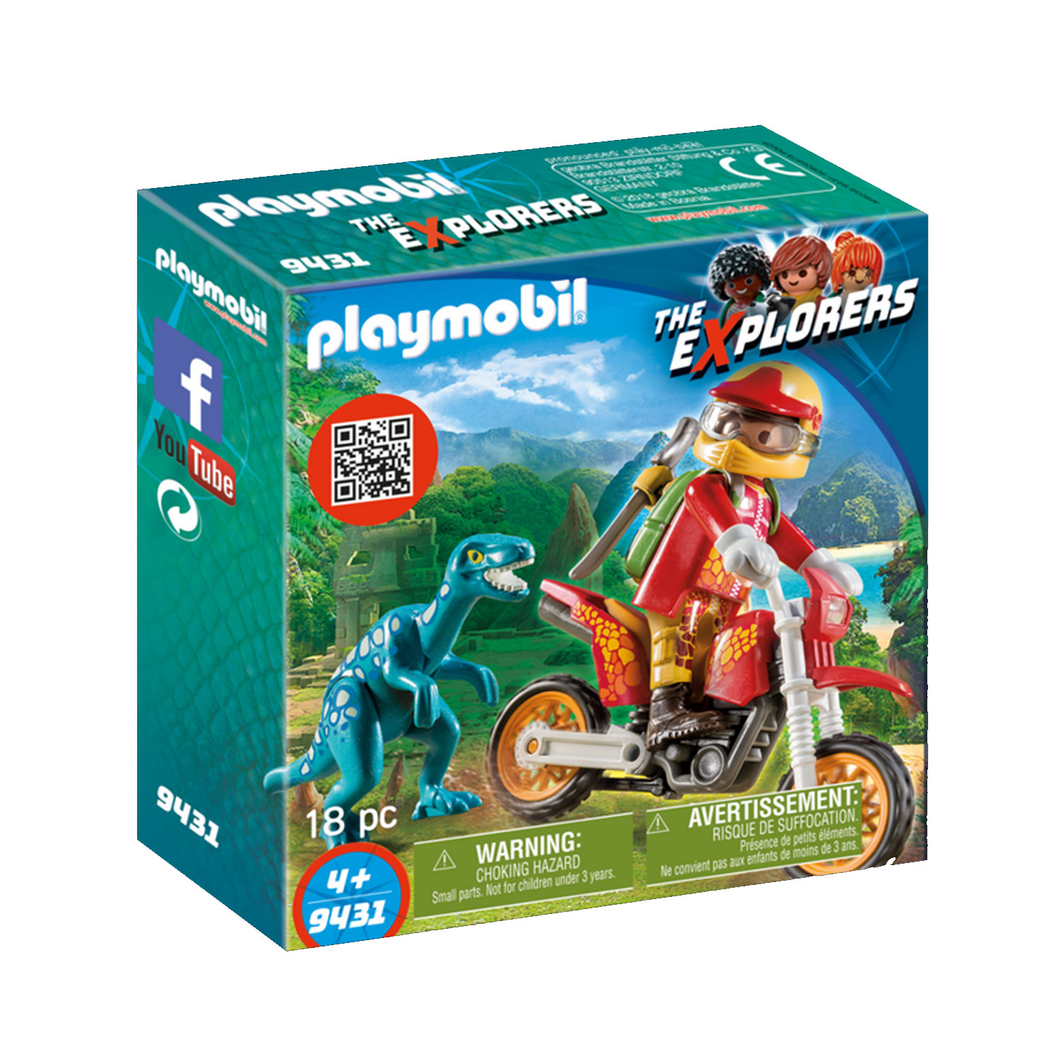 Playmobil 9431 The Explorers : Pilote de moto et Raptor