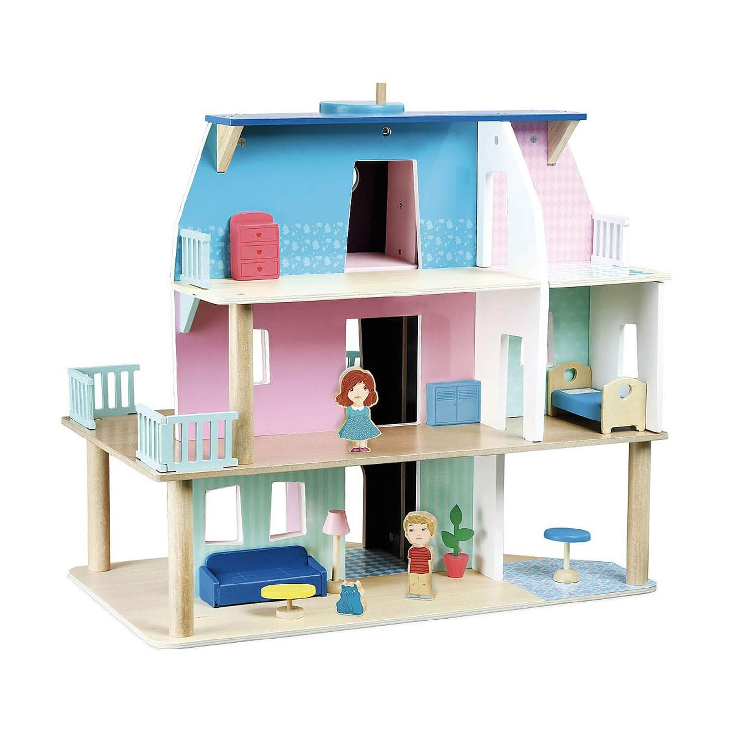 Grande maison de poupée en bois a construire 3 étages avec ascenceur