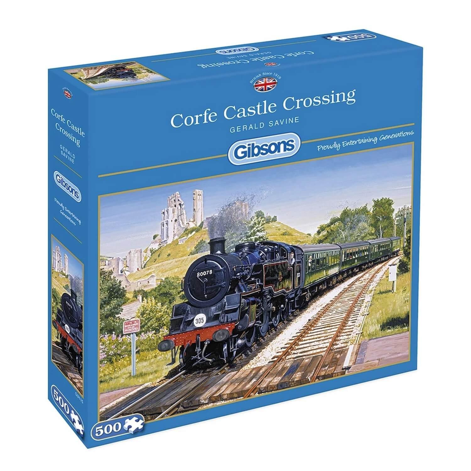 Trains G3115 Gerald Savine Corfe Castle Crossing 500 Piece Gibsons Jigsaw 