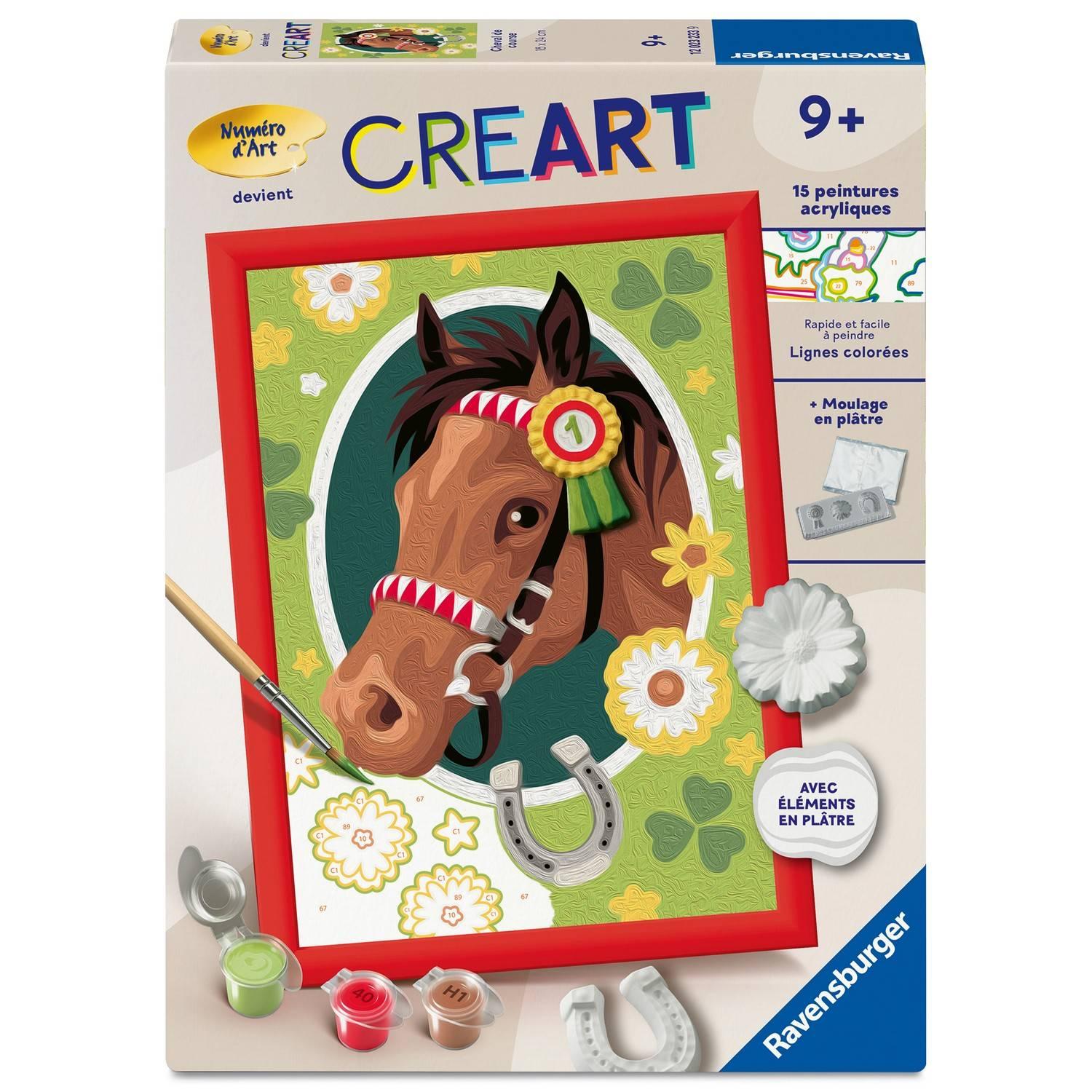 Ravensburger – CreArt Kids 18x24cm – Numéro dArt – Cheval de course – Edition plâtre–Kit de peinture par numéros–Dès –12023233 - vue 2