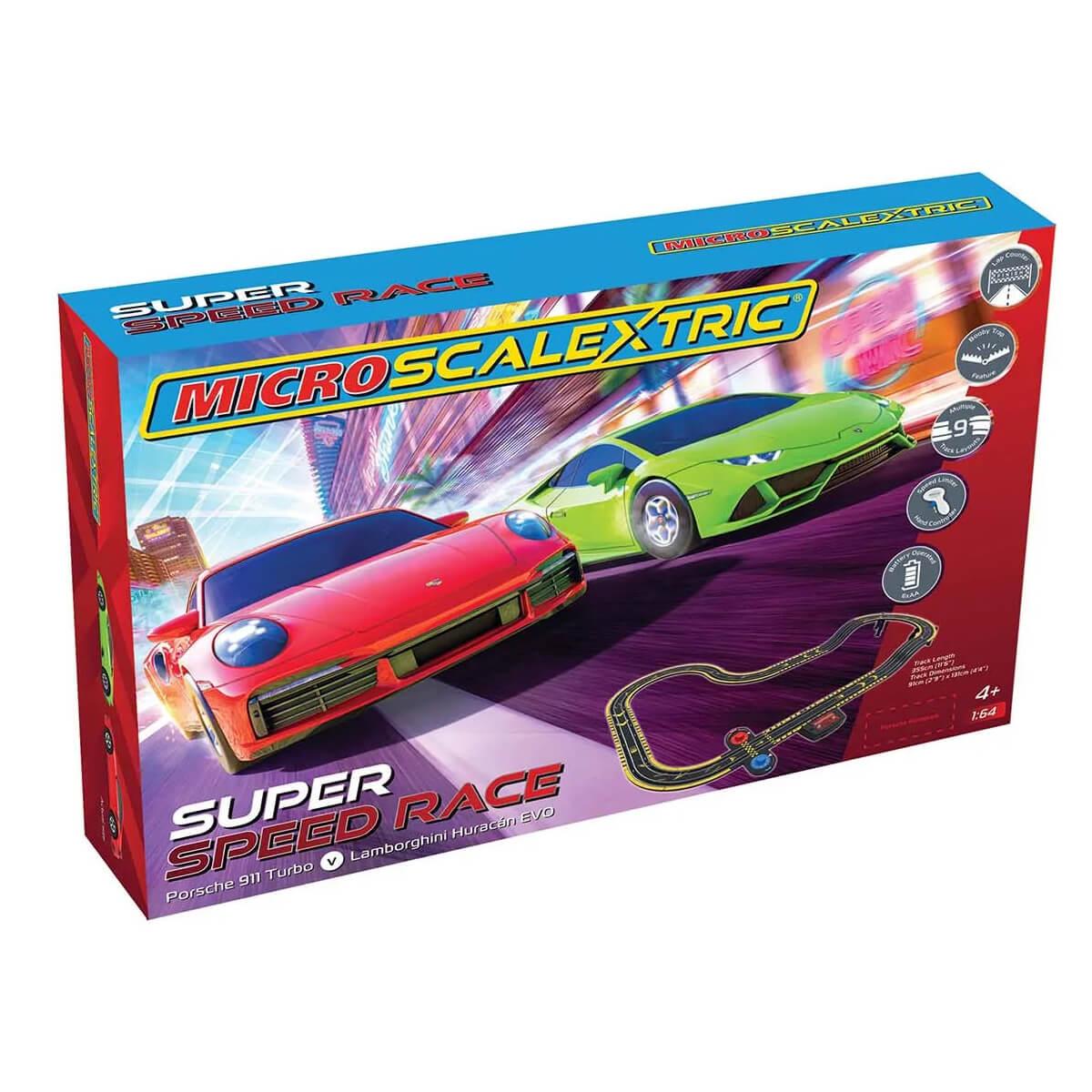 Circuit de voiture : Micro Scalextric : Super Speed Race Set - Lamborghini  vs Porsche - Jeux et jouets Scalextric - Avenue des Jeux