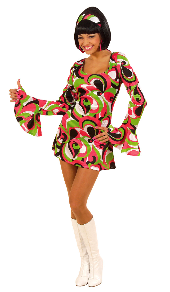 Robe Seventies (Vert) - Déguisement Années 70 (Disco)