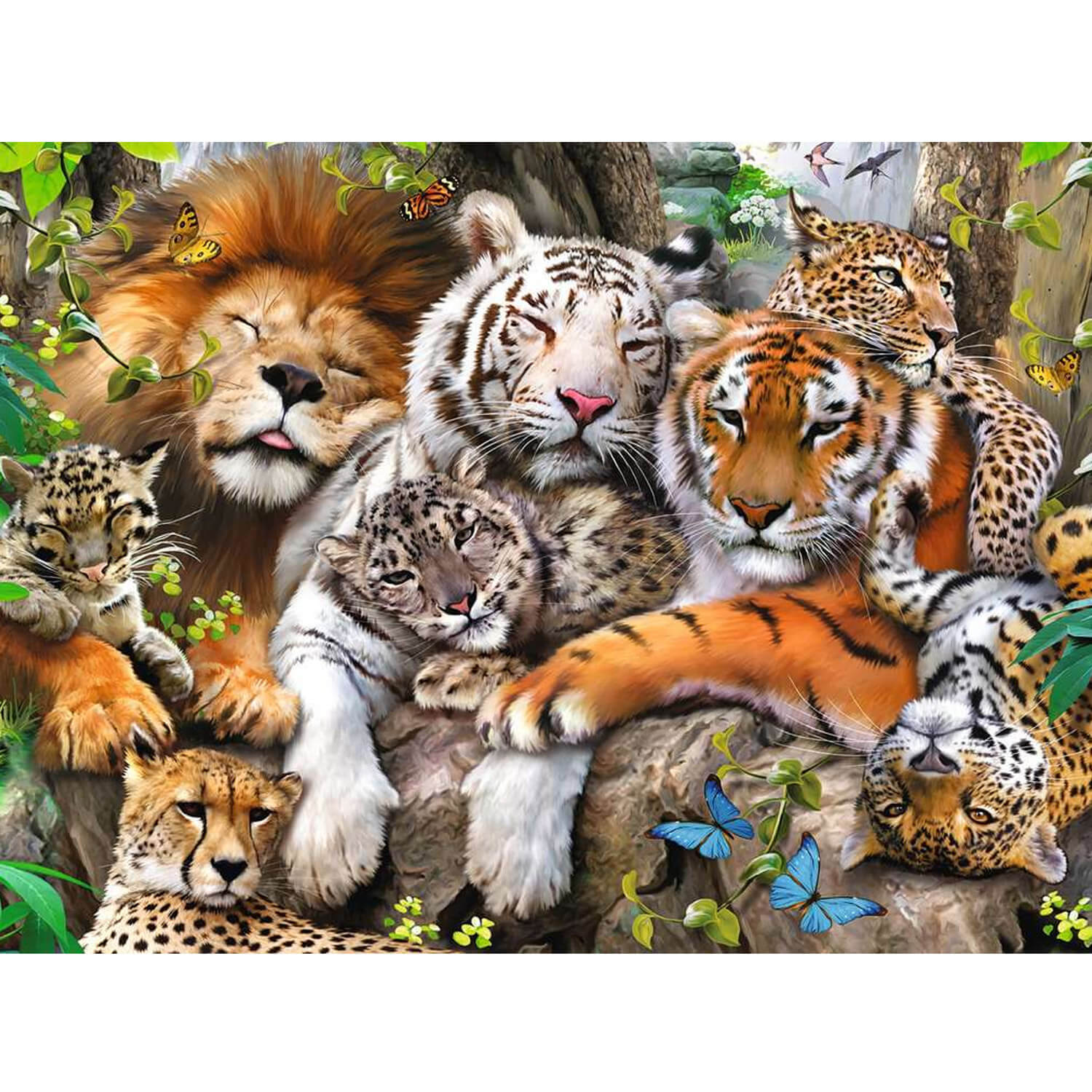 Puzzle 500 pièces Ravensburger Famille de tigres blancs - Puzzle