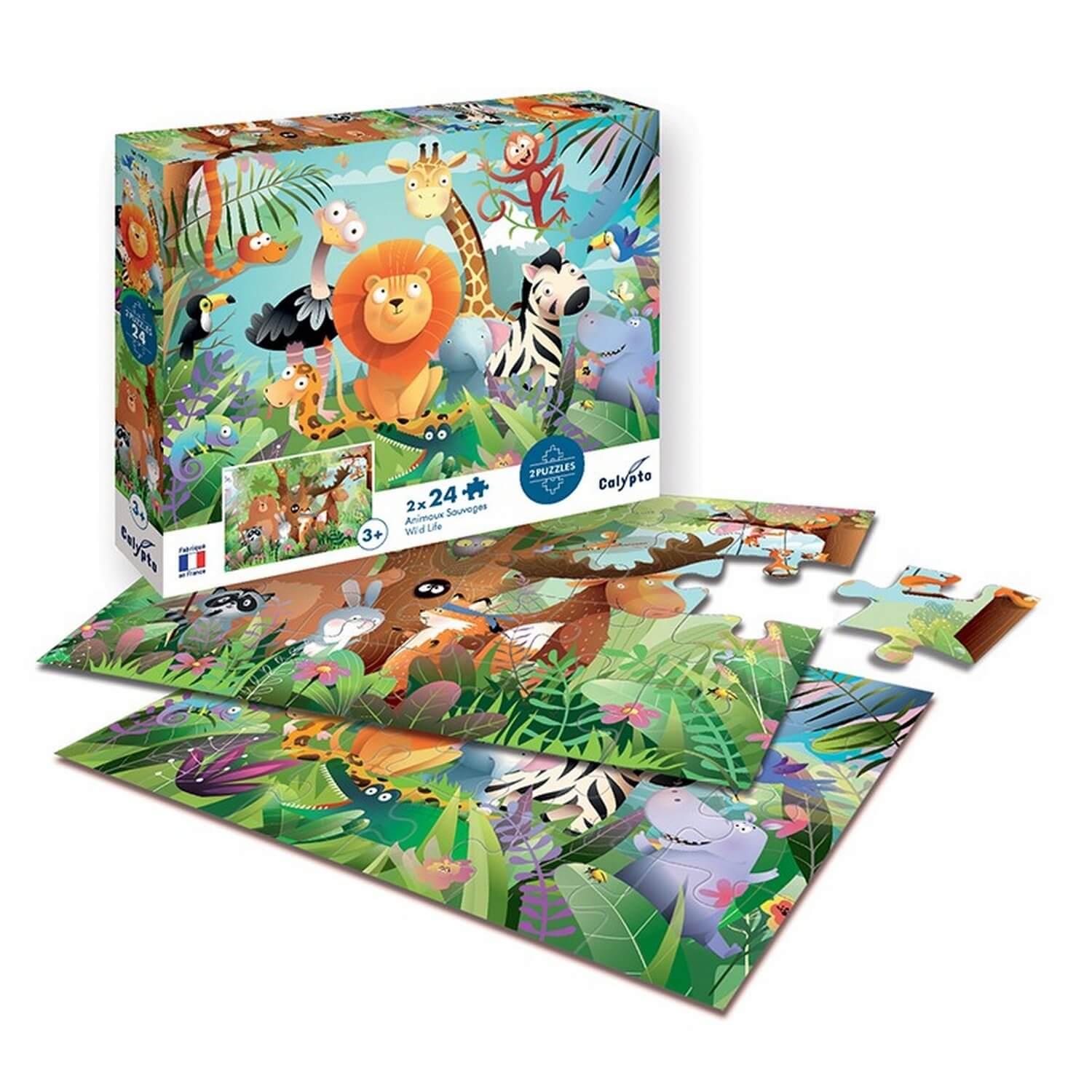 Puzzle de 24 grosses pièces sur le thème de la nature avec plein d'animaux  facétieux. P