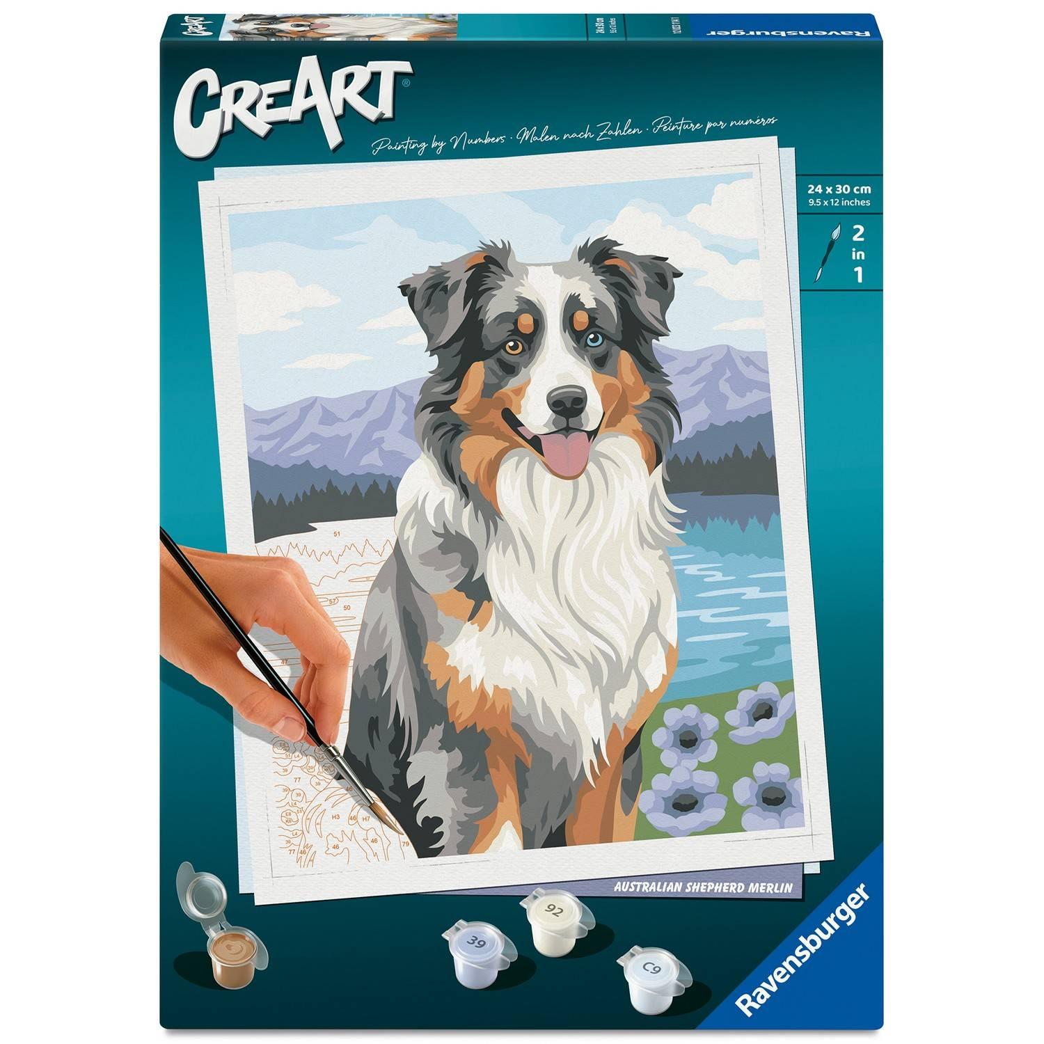 Ravensburger – CreArt 24x30 cm – Adulte – Peinture par numéros – Berger Australien – Loisir créatif – 12023114 - vue 2