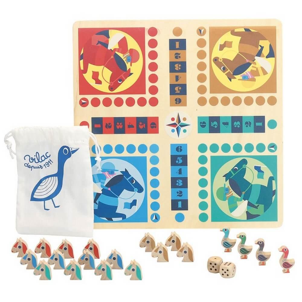 Plateau de jeux petits chevaux et jeu de l'oie Disney en bois - jouets  rétro jeux de société figurines et objets vintage