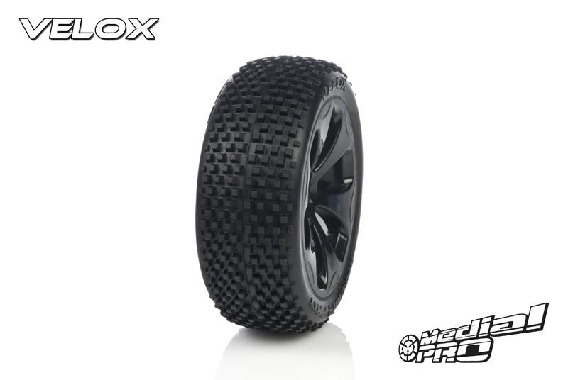Tyre set pre-mounted Velox RC M3 Soft , fits Buggy 1/8 17mm Hex Rims Medial Pro