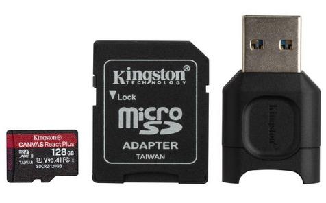 Kingston Canvas React Plus MicroSDXC SDCR2 128GB w/Ad.+ Reader MLPMR2/128GB
