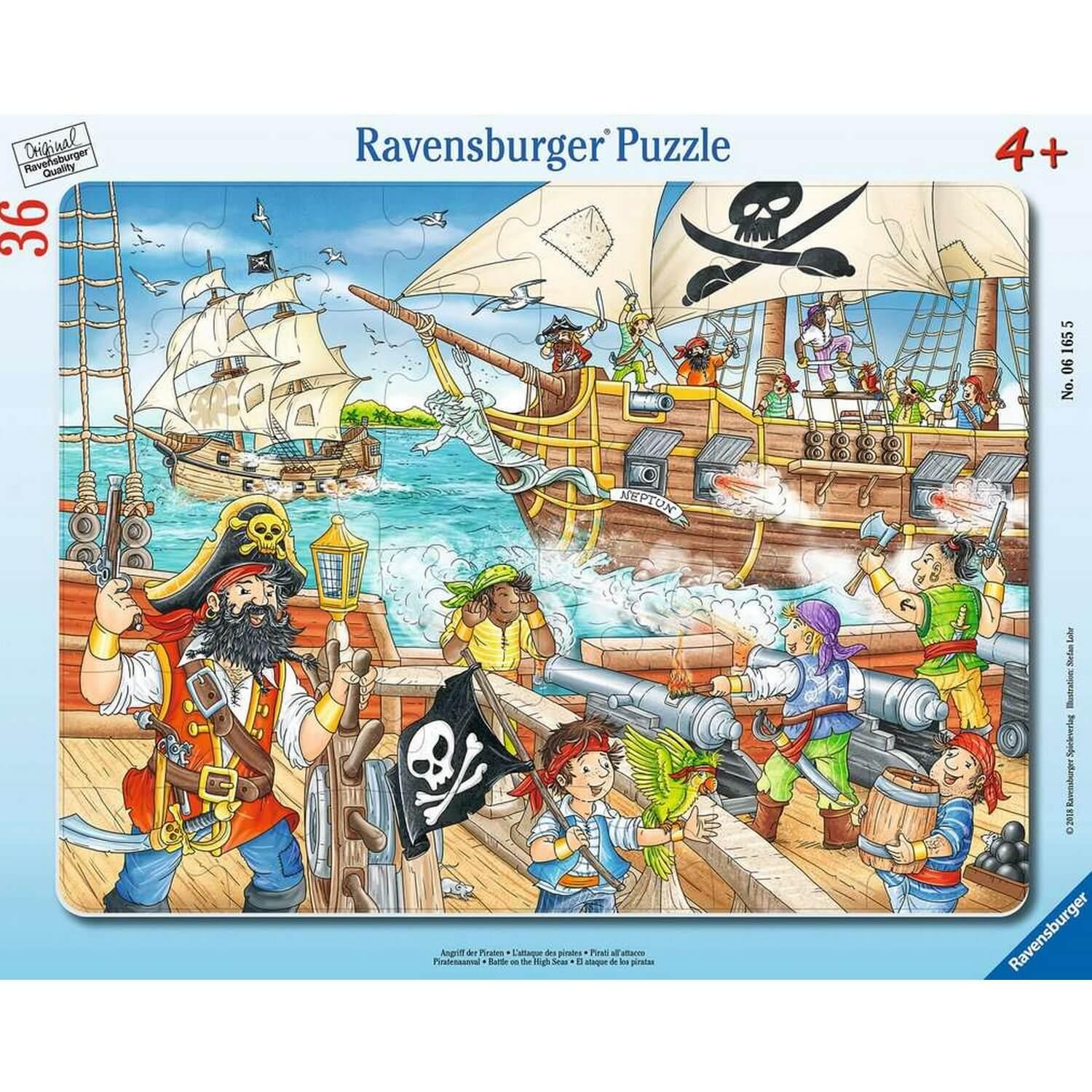 Puzzle cadre 36 pièces : L'attaque des pirates - Ravensburger - Rue des  Puzzles