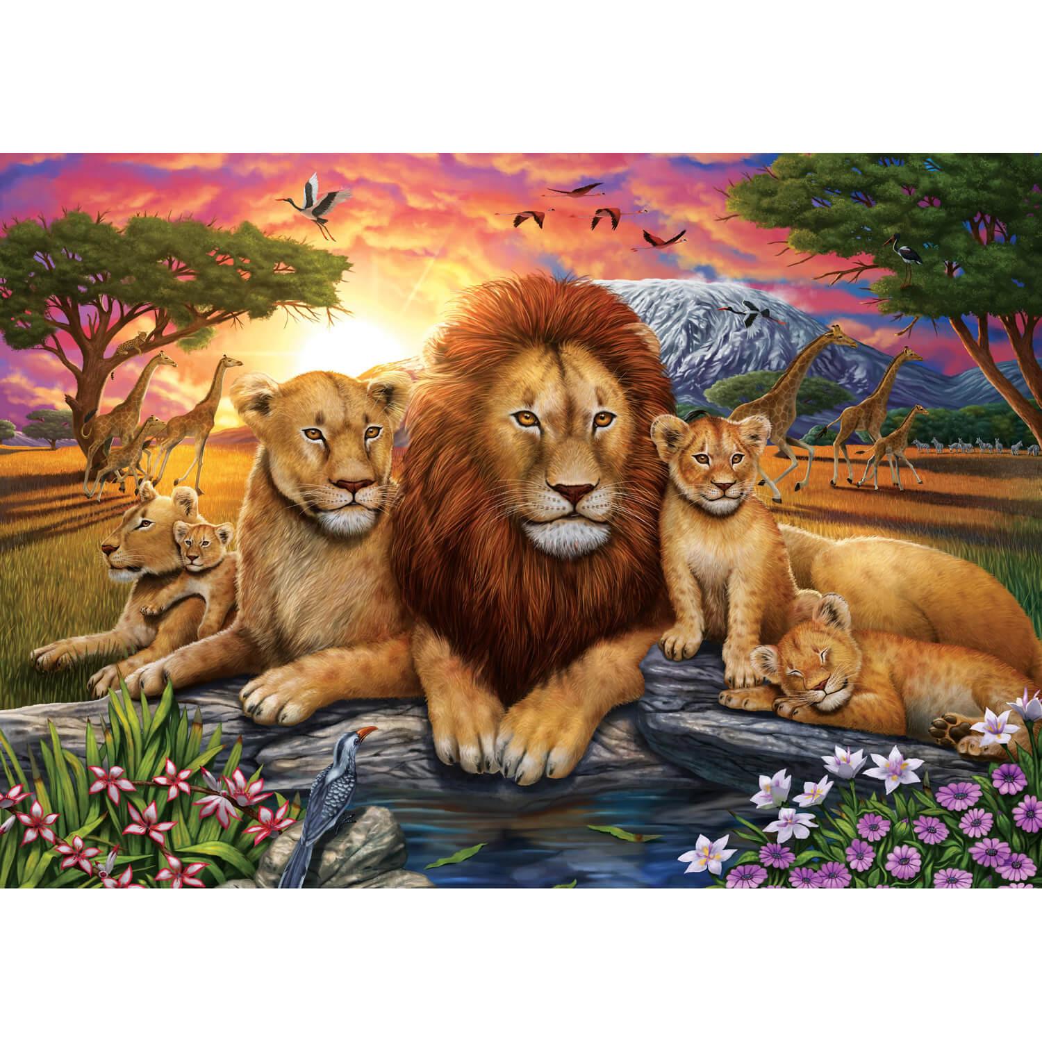 Puzzle 1000 Pezzi Per Adulti - Famiglia Di Leoni, 70x50 Cm, Cartone Riciclato, Con Poster, Gioco Educativo E Sfida Rilassante