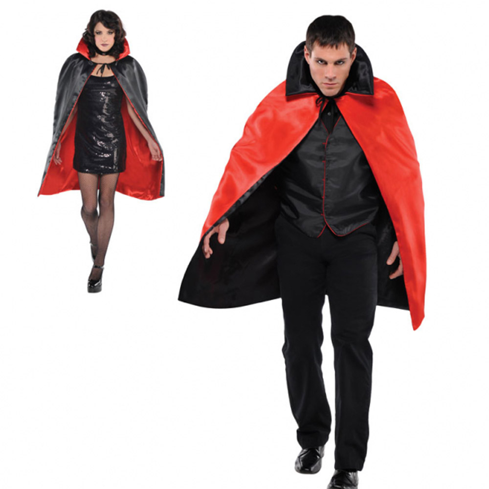 Cape De Vampire Réversible Rouge Et Noir Pour Halloween – Déguisement Adulte Effrayant Et Stylé